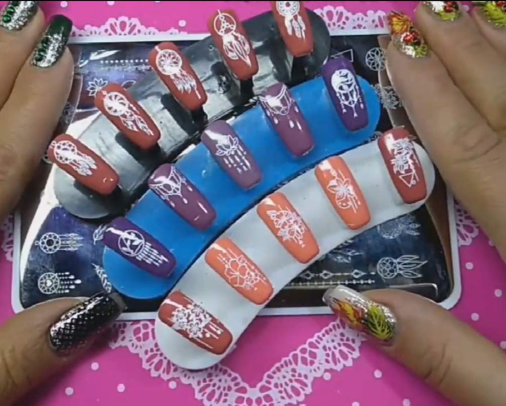 5-Piece Large Nail Stamping Plates Set - Rose, Skull, Leaf, Panda Designs - 9.5x14.5CM Rectangle Nail Art Templates for Professional & DIY Manicures - Perfect for Home Salons, Parties & Gift Giving