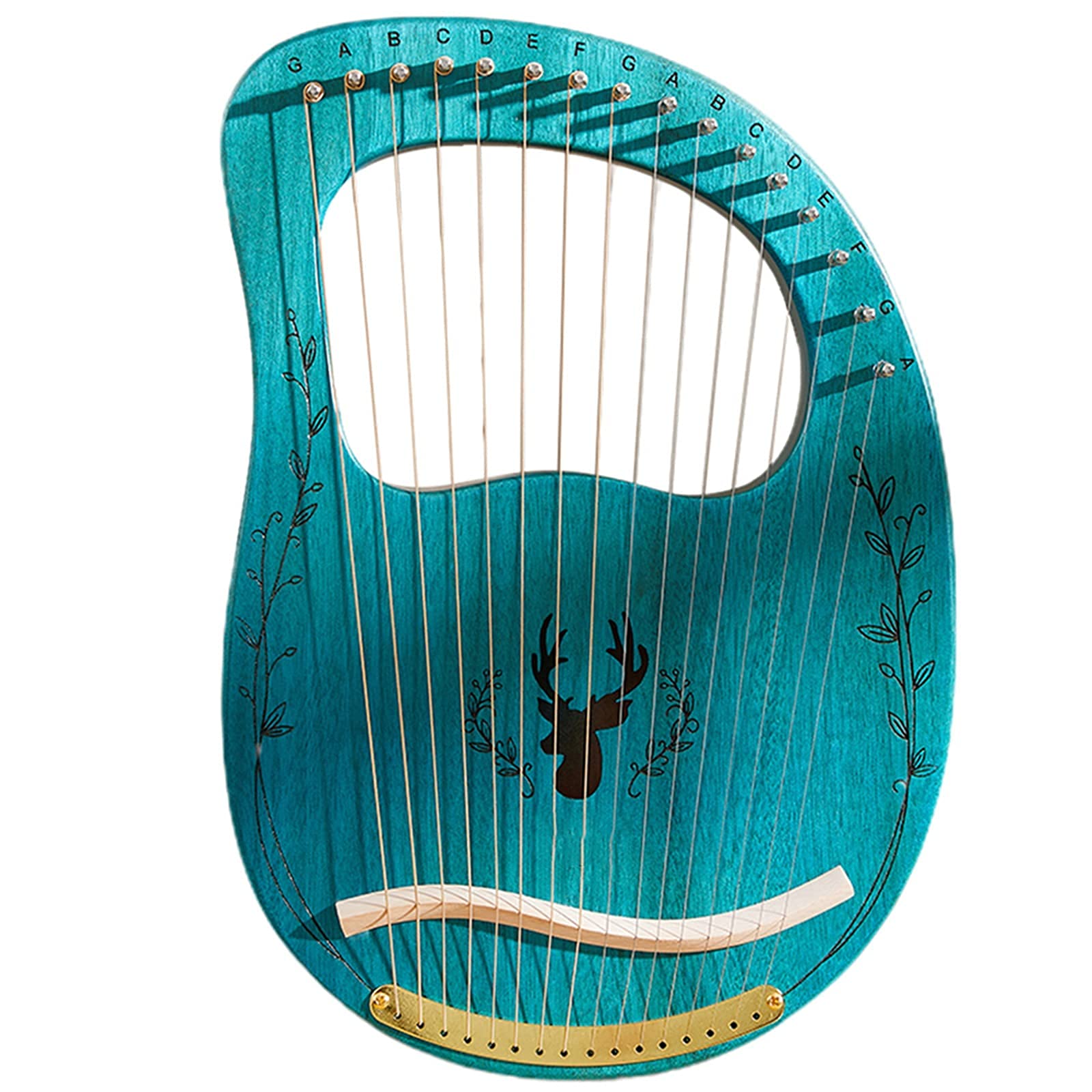 16 String Handmade Mahogany Lap Harp Lyre - Small Wooden Harp Instrument with Metal Strings, Tuner, Music Book & Carrying Bag - Perfect for Kids & Adults - Great for Beginners, Music Therapy & Home Decor (Blue)