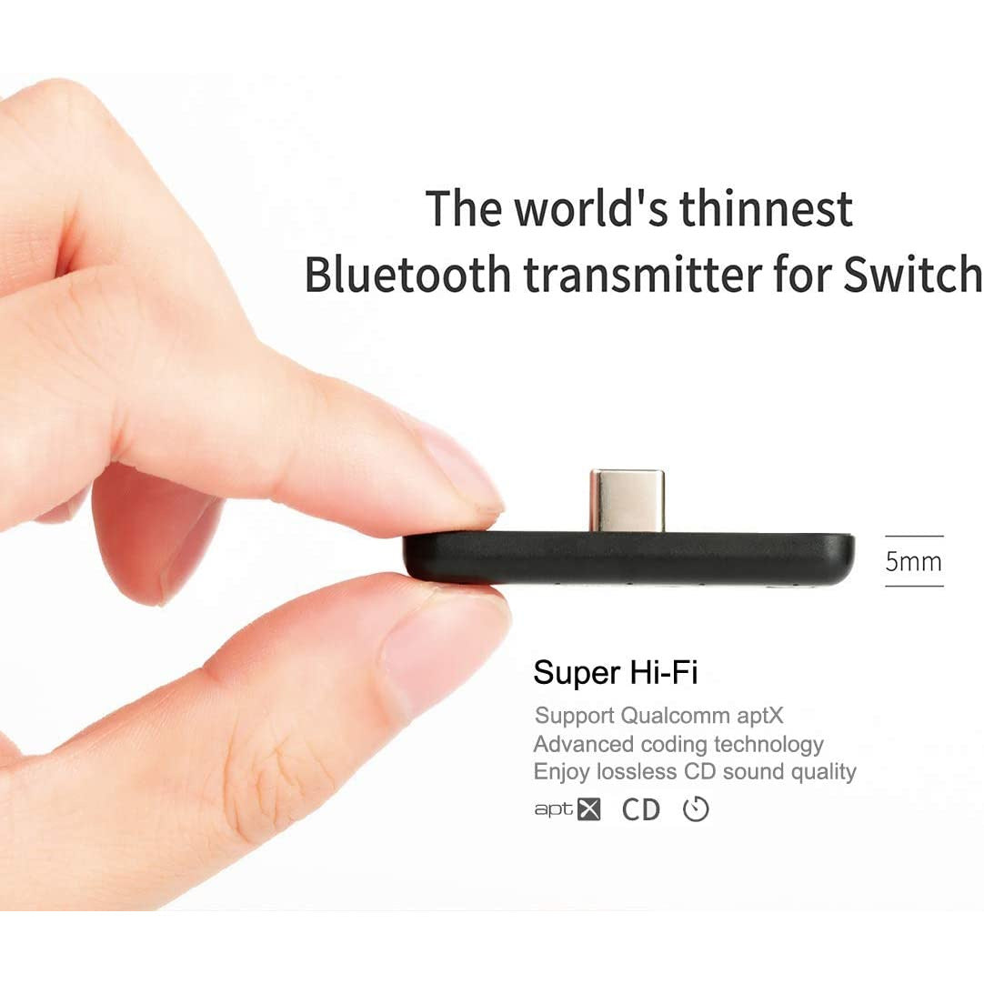 Gulikit Route Air PRO Wireless Bluetooth Audio USB Adapter with Microphone for Nintendo Switch - Black | Compatible with Switch Lite/OLED, PC & Mobile Gaming