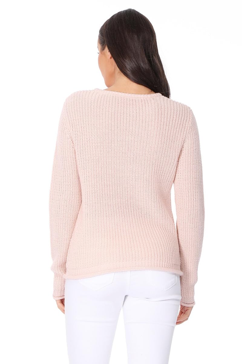 YEMAK Women's Lightweight Waffle Knit Pullover Sweater - Long Sleeve Crewneck Casual Top for Fall & Winter | Cozy Office Wear, Weekend Outfits & Layering Essential