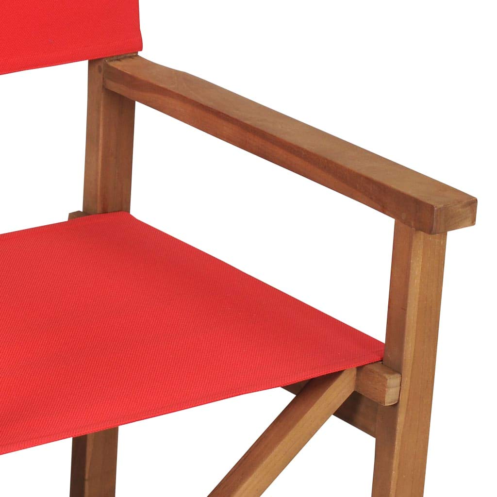 FAMIROSA Solid Teak Wood Directors Chair with Red Cushion - Durable Folding Chair for Outdoor Events, Film Sets, and Beach Lounging