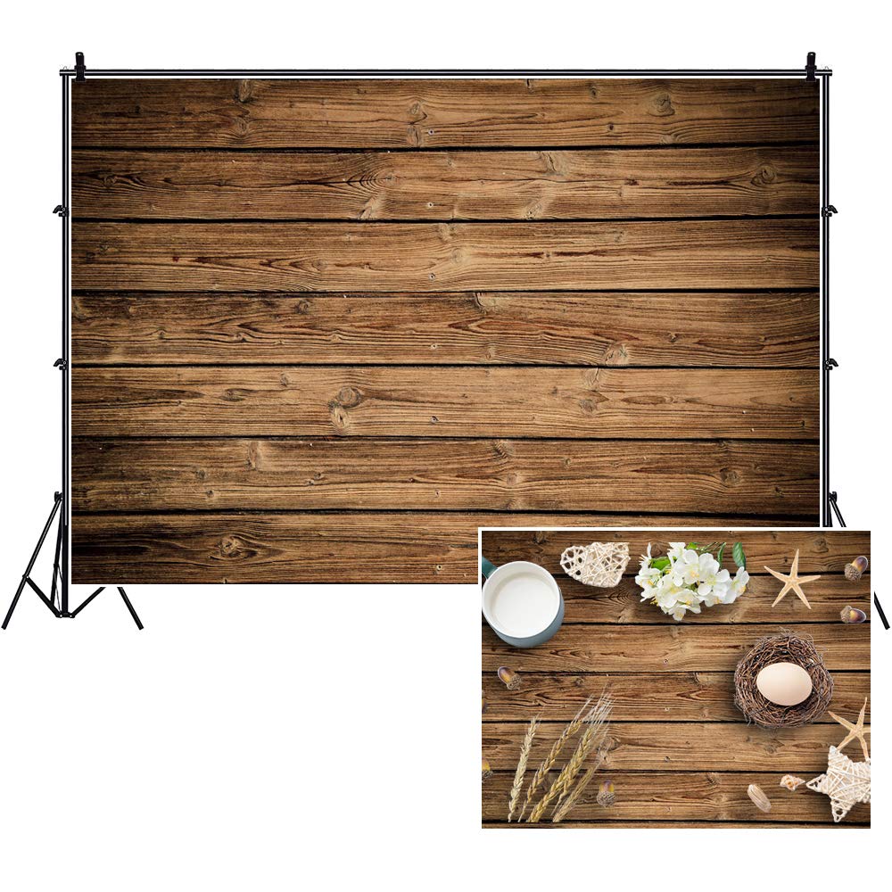 Yeele 10x8ft Rustic Brown Wooden Plank Vinyl Photography Backdrop - Perfect for Food Photography, Baby Showers, Birthday Parties, Cake Table Decor & Newborn Portrait Shoots | Durable Floor & Wall Background