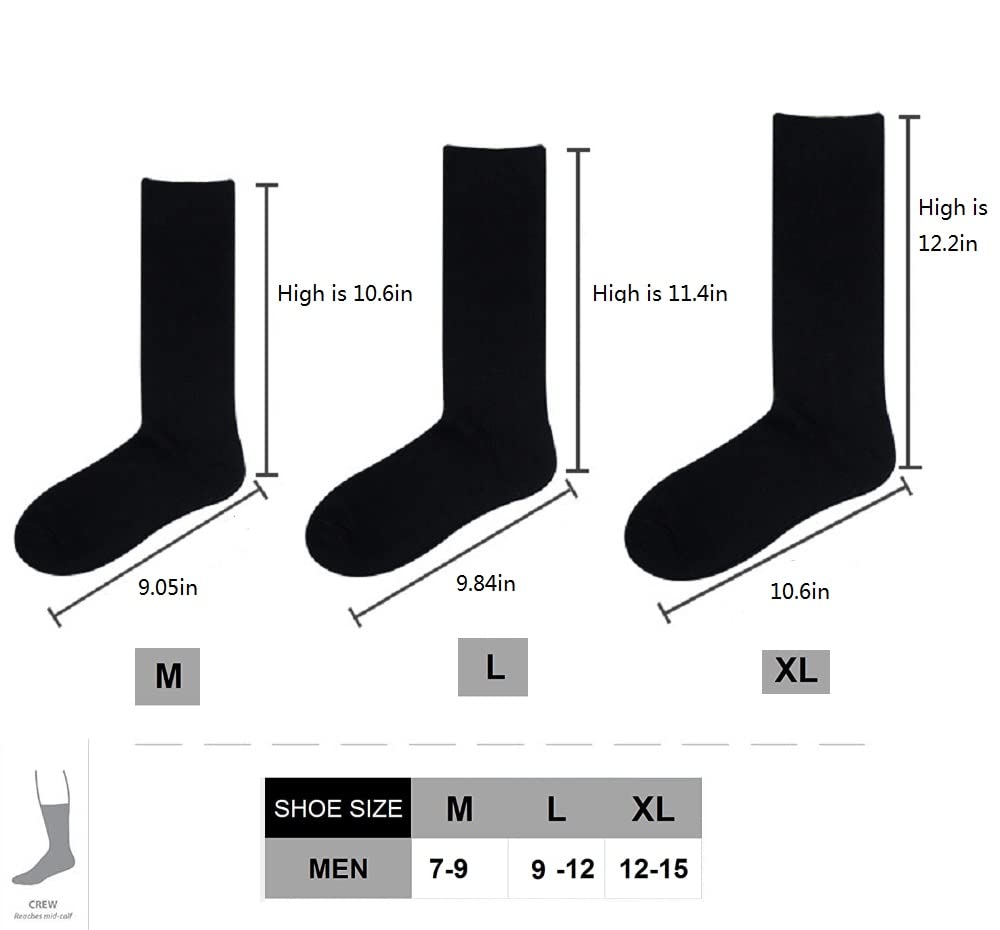 WROLEM Men's Running Socks - 5 Pairs Breathable Cotton Crew Socks for Work, Dress & Athletic Performance - Perfect for Jogging, Gym & Office Wear