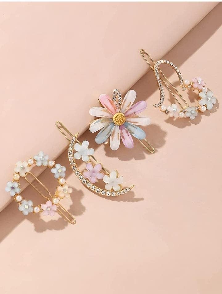 SS Metal Hair Clips for Women - Geometric Hollow Hairpins, Korean Style Barrettes with Pearl Accents (8-Pack) - Perfect for School, Work, Parties & Everyday Hairstyling