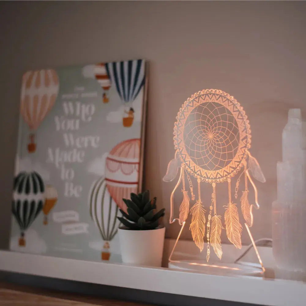 Duski Night Light with Dream Catcher Design - Soothing LED Bedside Lamp for Kids & Adults - Perfect for Nursery, Bedroom, or Relaxation Space