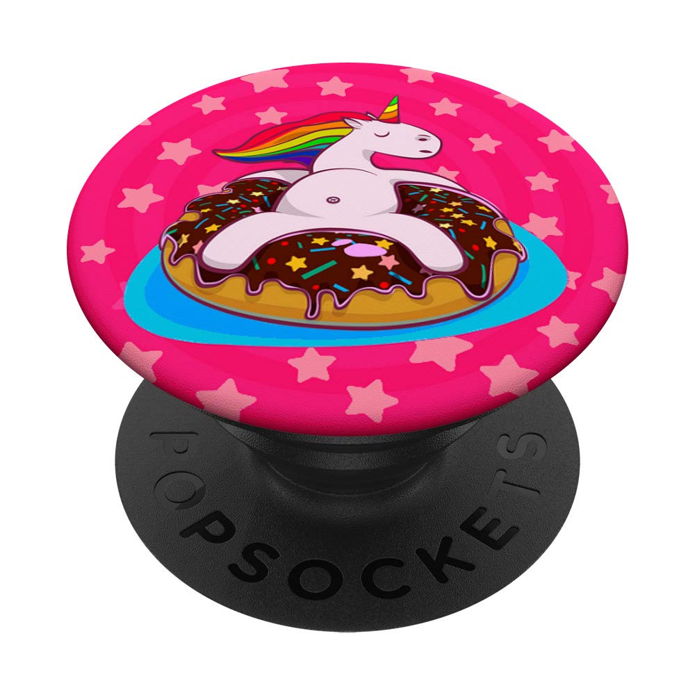 Unicorn Donut Lover Phone Grip Stand - Cute Pop Socket for iPhone & Samsung - Hot Pink Star Design - Perfect for Selfies, Gaming & Daily Use