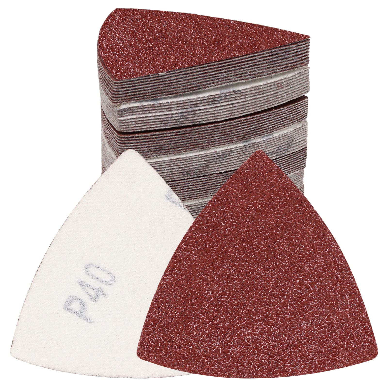 120 Pcs Triangle Sanding Pads, 40 Grits Hook & Loop Sandpaper for Oscillating Multi Tool - 3-1/8