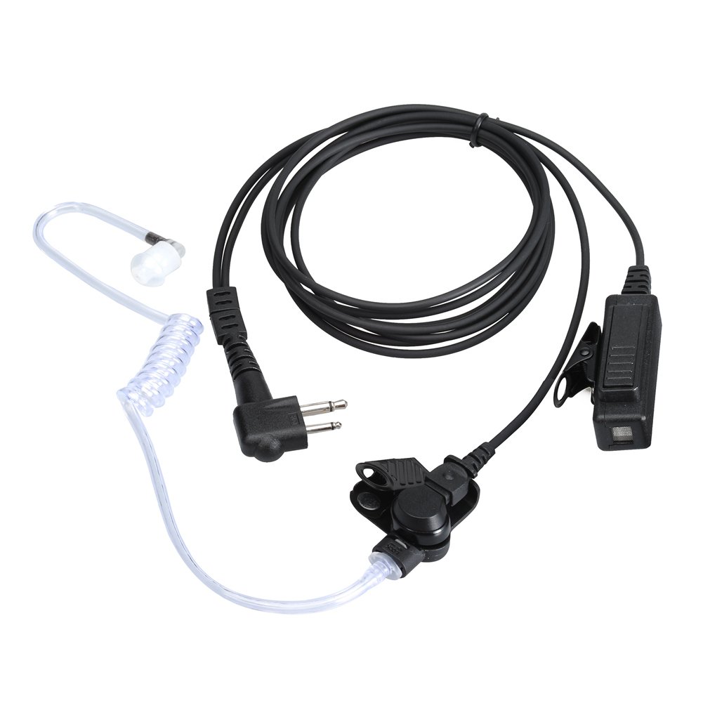 Motorola Walkie Talkie Earpiece with Microphone - 2 Pin Acoustic Tube Headset for CP200 GP2000 CLS1410 CLS1450 CLS1100 - Hands-Free Communication for Security, Construction & Event Staff (1 Pack)
