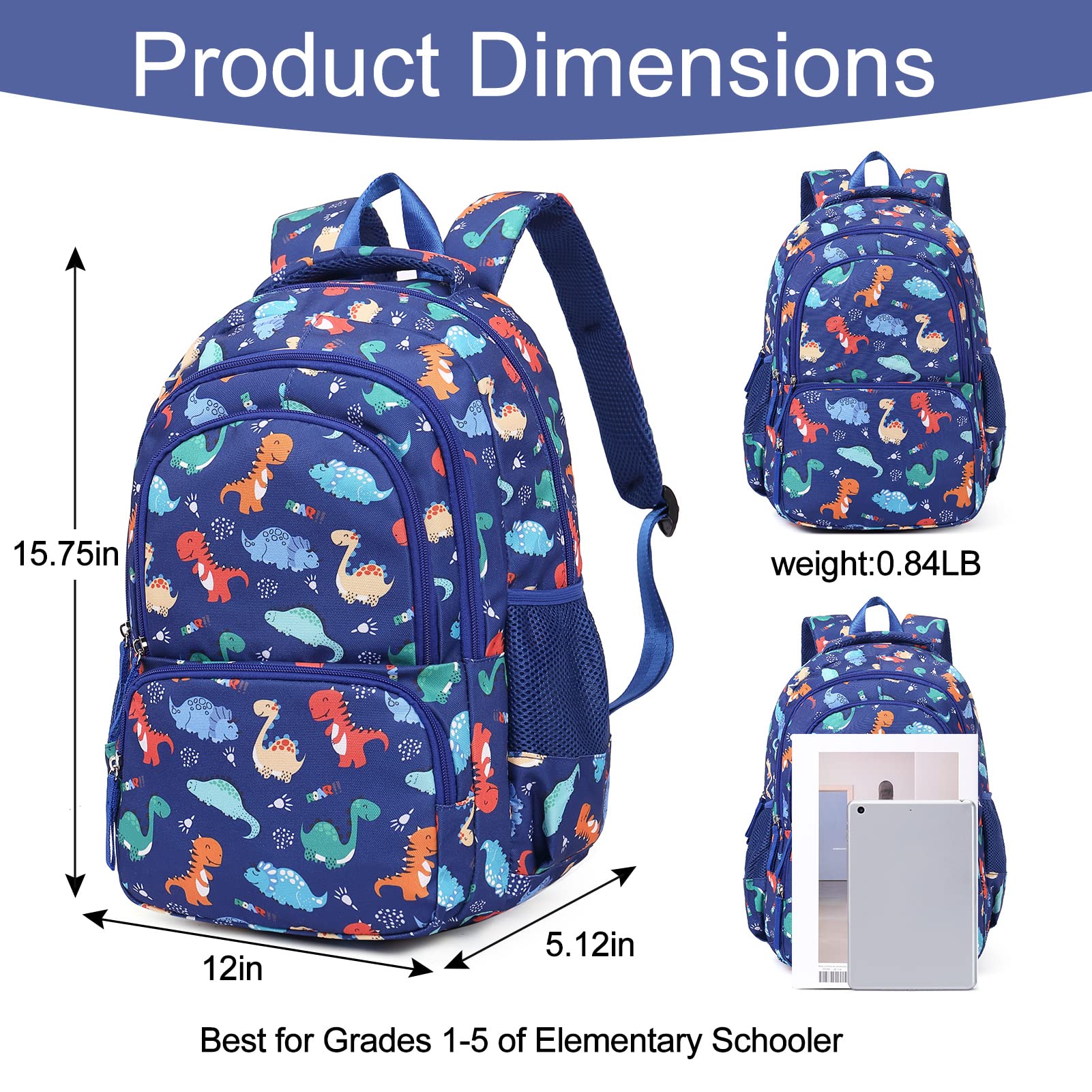 CLUCI Kids Backpack for Boys - Lightweight Waterproof Dinosaur Bookbag for Preschool, Kindergarten & Elementary School - Perfect for Daycare, Travel & Daily Use (Bluey Design)