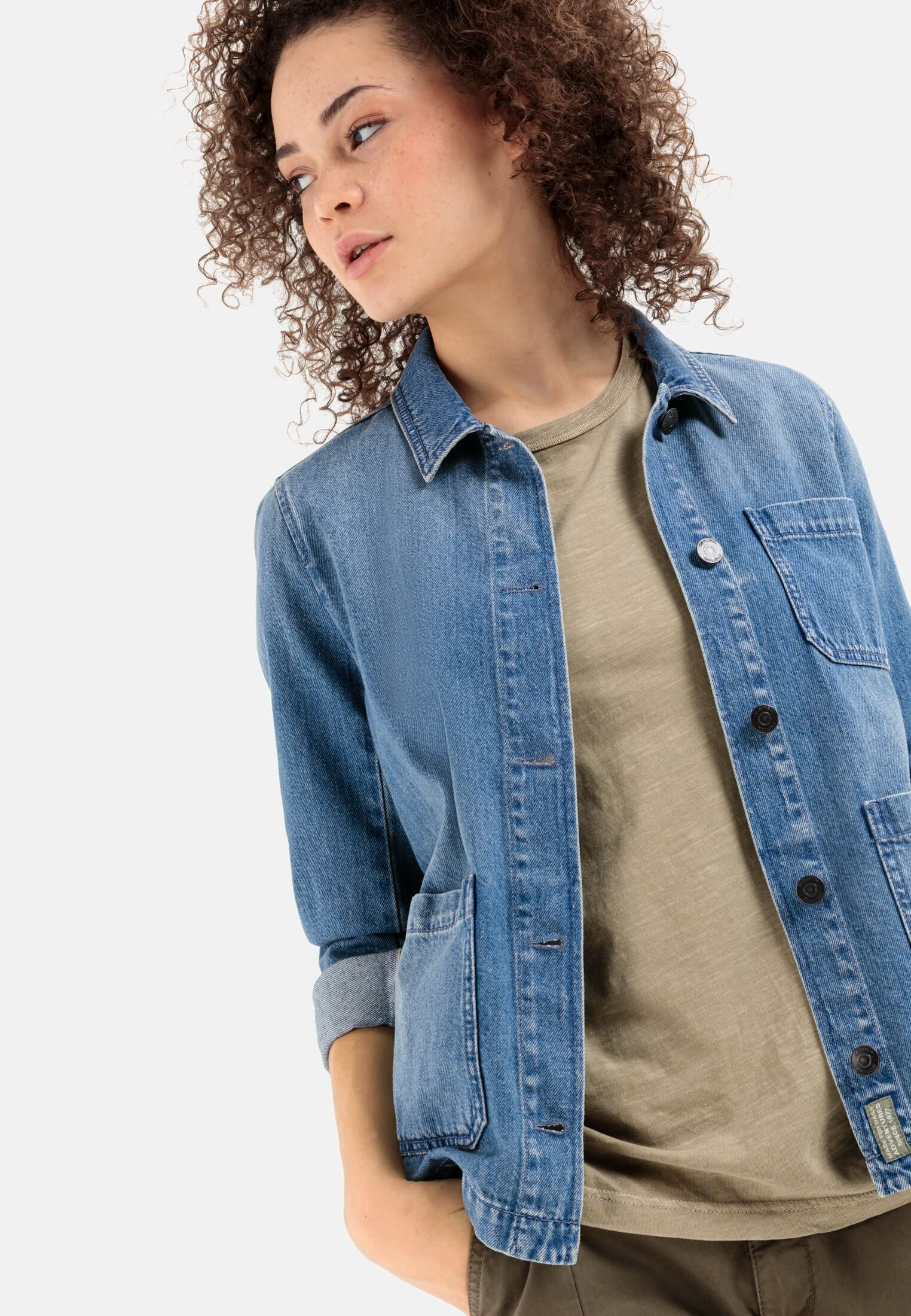 Camel Active Women's Denim Worker Jacket with Shirt Collar - Stylish Casual & Workwear for Everyday Outfits | Perfect for Office, Street Style & Outdoor Activities