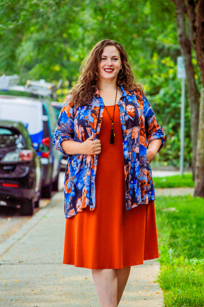 Celine Blouse - Van Gogh Inspired Linen Bamboo Shirt for Women | Elegant Summer Top for Casual Outings & Office Wear