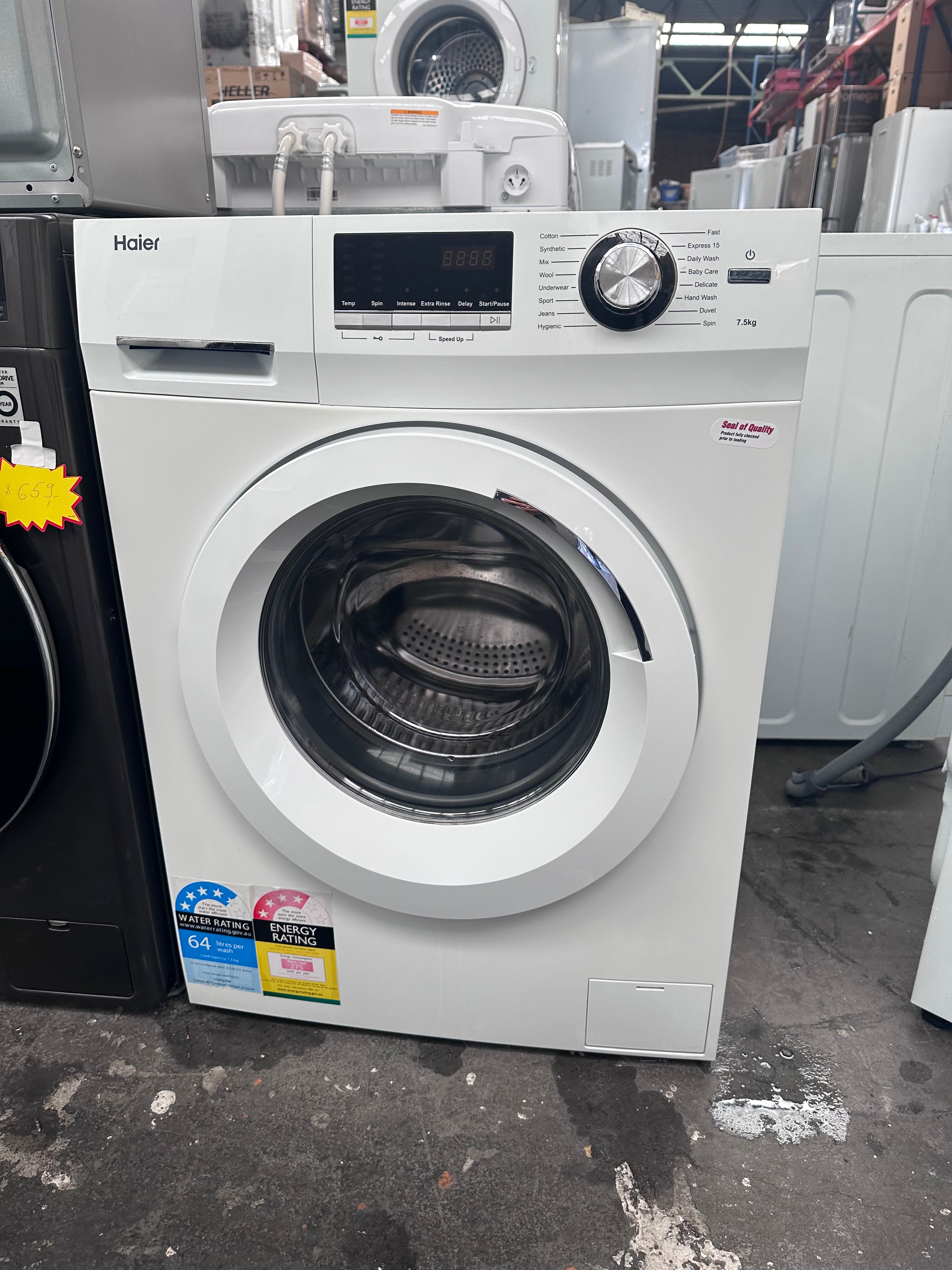 Haier 7.5kg Front Load Washing Machine [Certified Refurbished] - Perfect for Apartments, Small Homes & Laundry Rooms