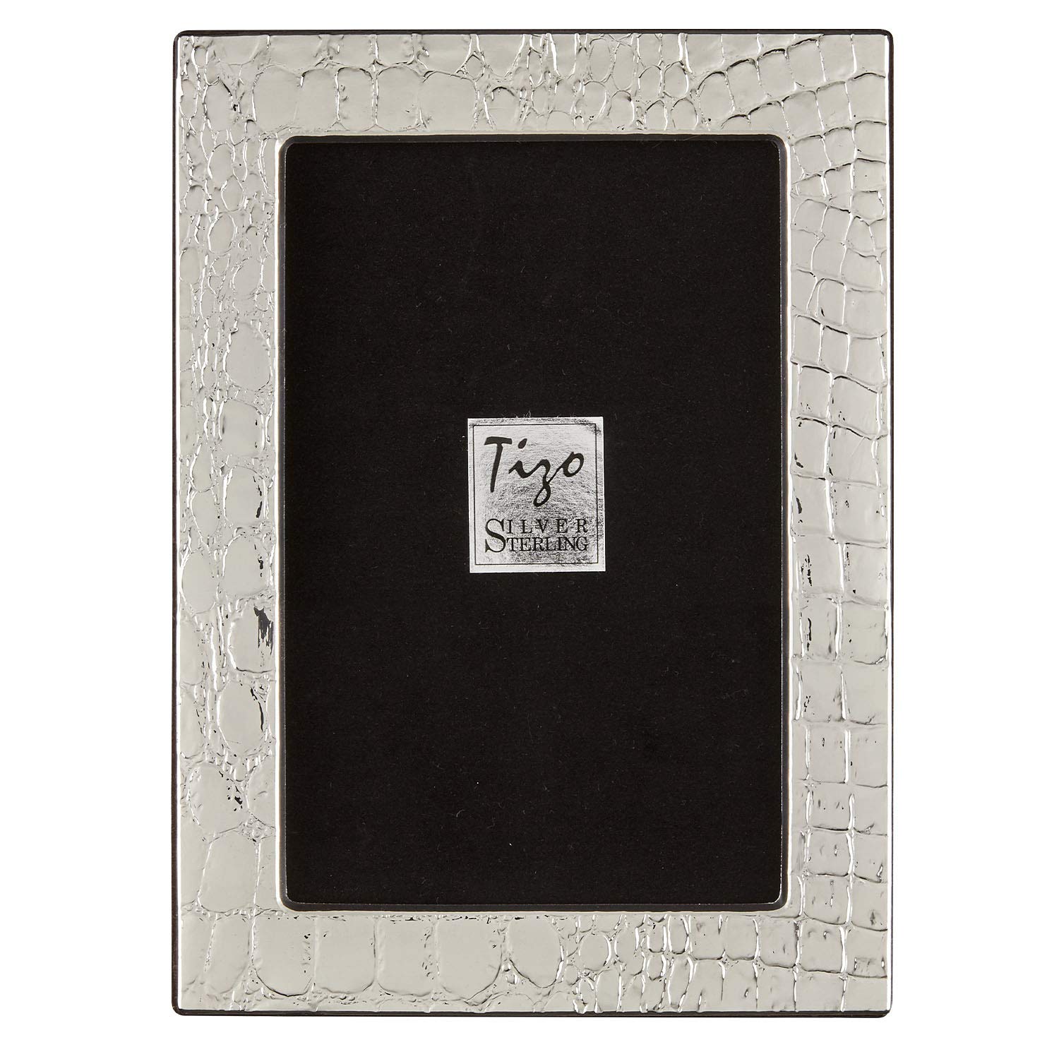 TIZO 8x10 Crocodile Silver Decorative Picture Frame - Premium Boutique Quality Photo Display - 925 Sterling Silver Collection - Perfect for Wedding Photos, Home Decor & Office Display