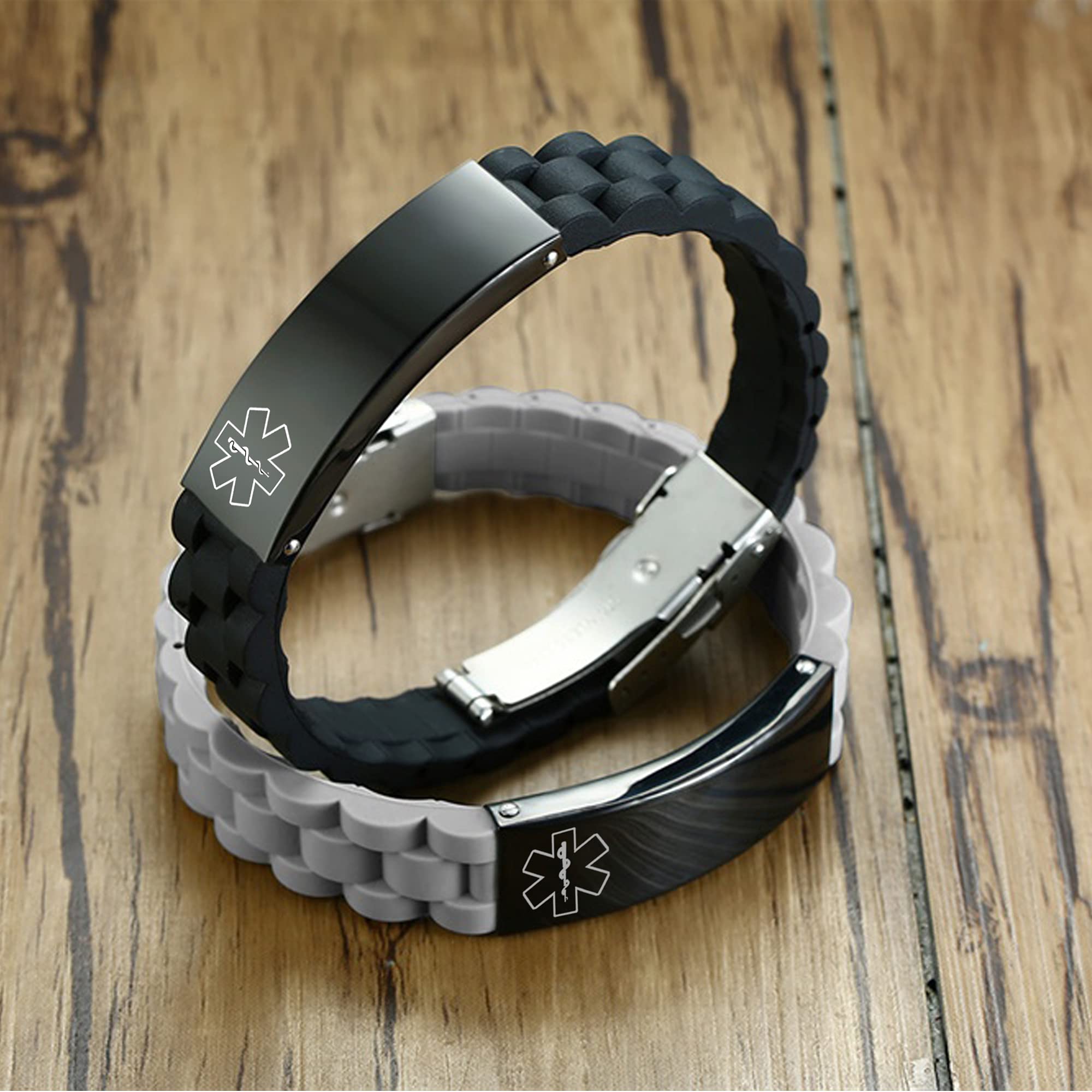 VNOX Adjustable Stainless Steel Medical Alert Bracelet for Men, Women & Kids - Free Engraving Emergency ID Wristband | Perfect for Diabetes, Allergies & Heart Conditions