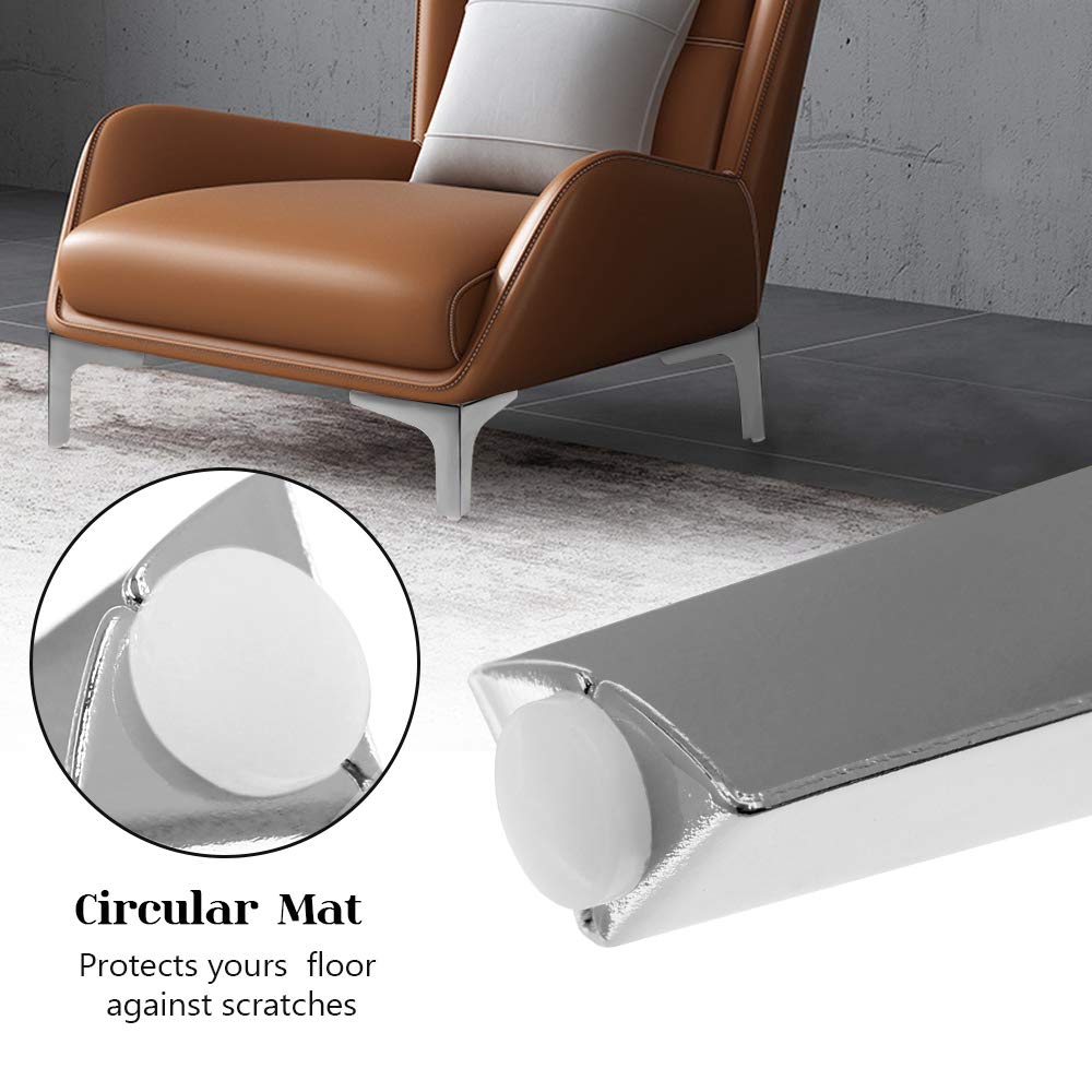 4pcs 7 Inch Modern Chrome Triangle Furniture Legs - Polished Metal Sofa Legs for Table, Cupboard, Couch & Chair - Perfect for Living Room, Bedroom & Office Furniture Upgrade