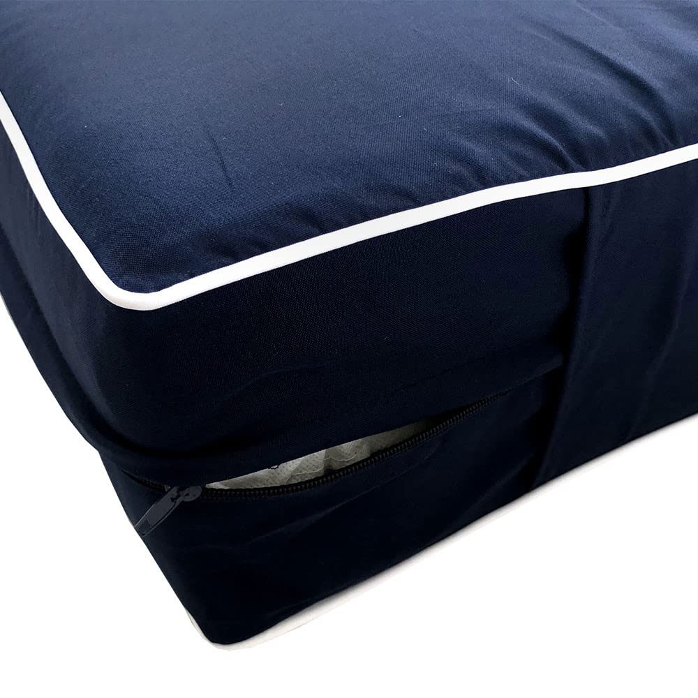 SLIPCOVER ONLY | S5 Outdoor Daybed Mattress Bolster Pillow Cushion Covers with Contrast Piping Trim - Twin XL Size (AD101) - Perfect for Patio Furniture, Poolside Lounging & Garden Daybeds