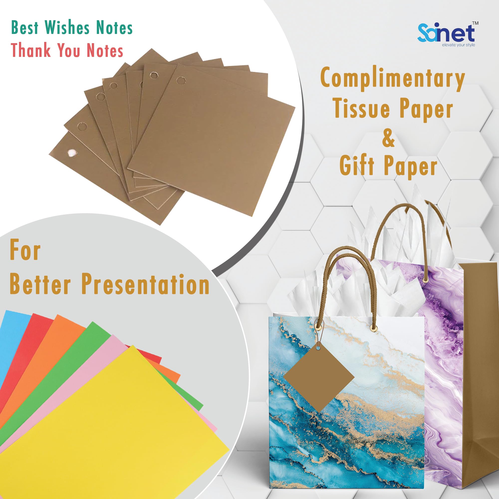 Sainet™ Gift Bags with Thank You Card - Pack of 5 for Party Favors