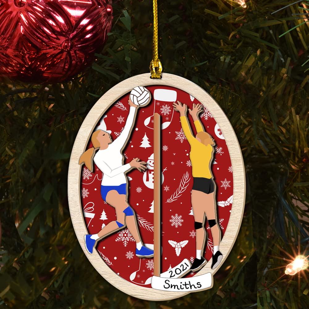 Personalized Volleyball Christmas Ornaments - Custom 3D Wood Layered Sports Ornaments for Tree Decorations (Set of 10) | Perfect for Holiday Gifts, Team Celebrations & Sports Fan Decor