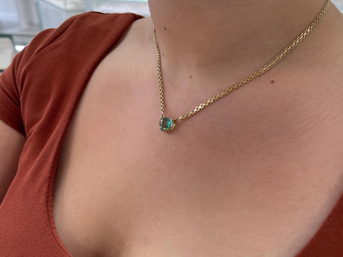 2.19 Carat Heart Cut Colombian Emerald Pendant Necklace - 18K Gold Plated Sterling Silver Jewelry for Women - Perfect Gift for Anniversary, Valentine's Day & Special Occasions