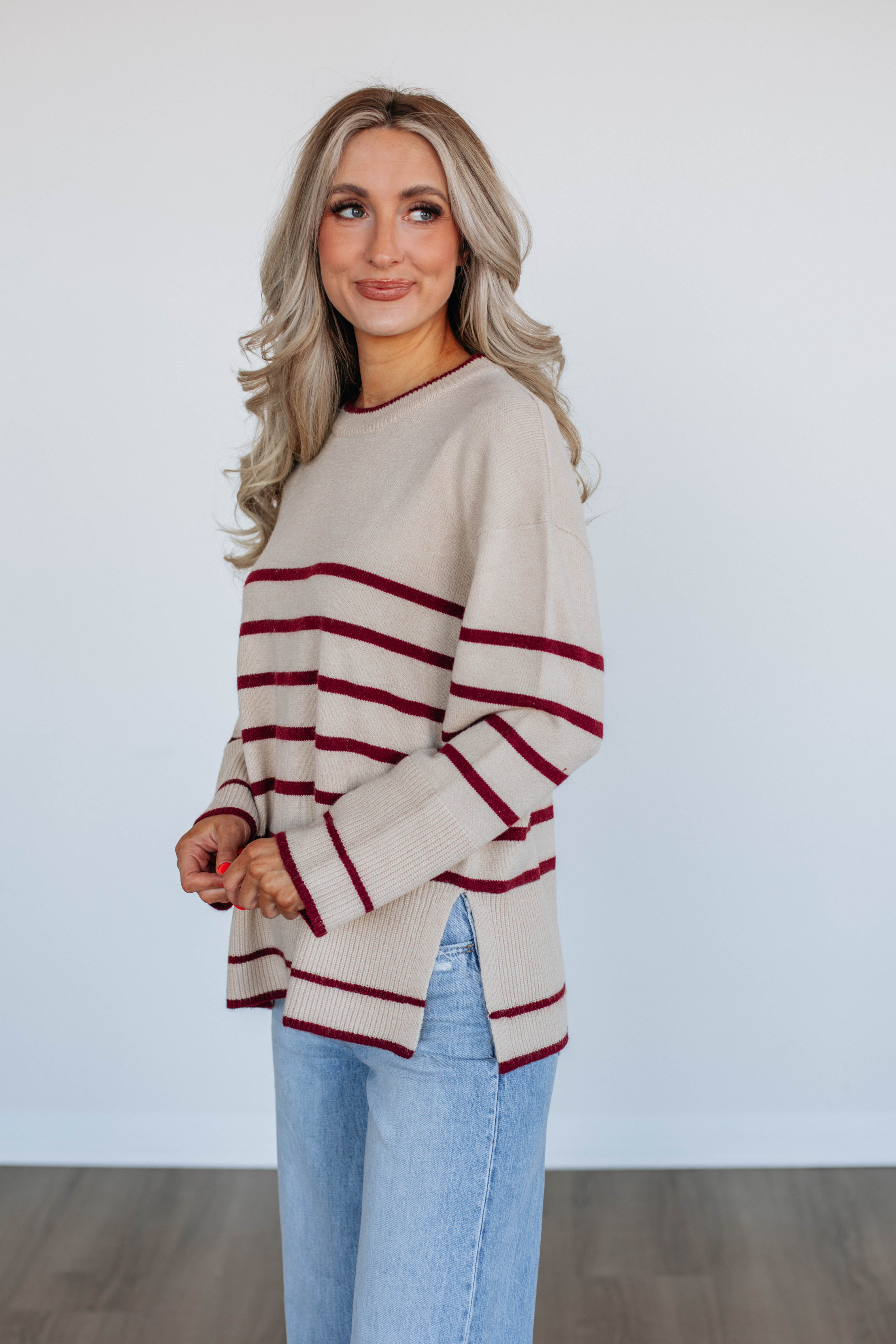 Halston Striped Sweater for Women - Soft Knit Pullover Top with Long Sleeves - Perfect for Fall & Winter Outfits, Office Wear and Casual Weekends