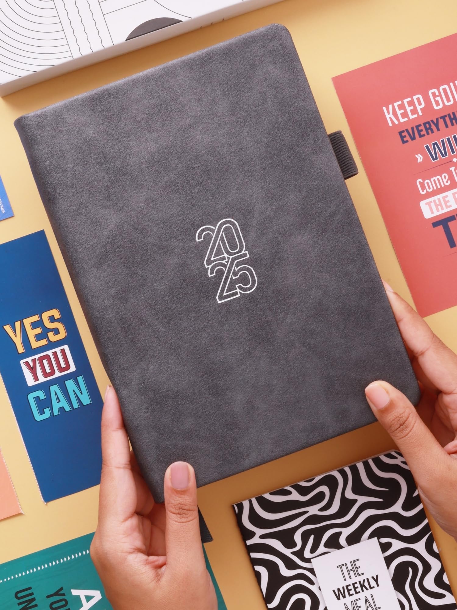 2025 A5 Productivity Planner Kit - Undated Hardbound 288 Pages with 12 Monthly Planners, Meal Planner, 200+ Stickers, Quote Cards & Bookmarks | Goal Setting, Time Management, Work Organization | Perfect for Students, Professionals & Entrepreneurs