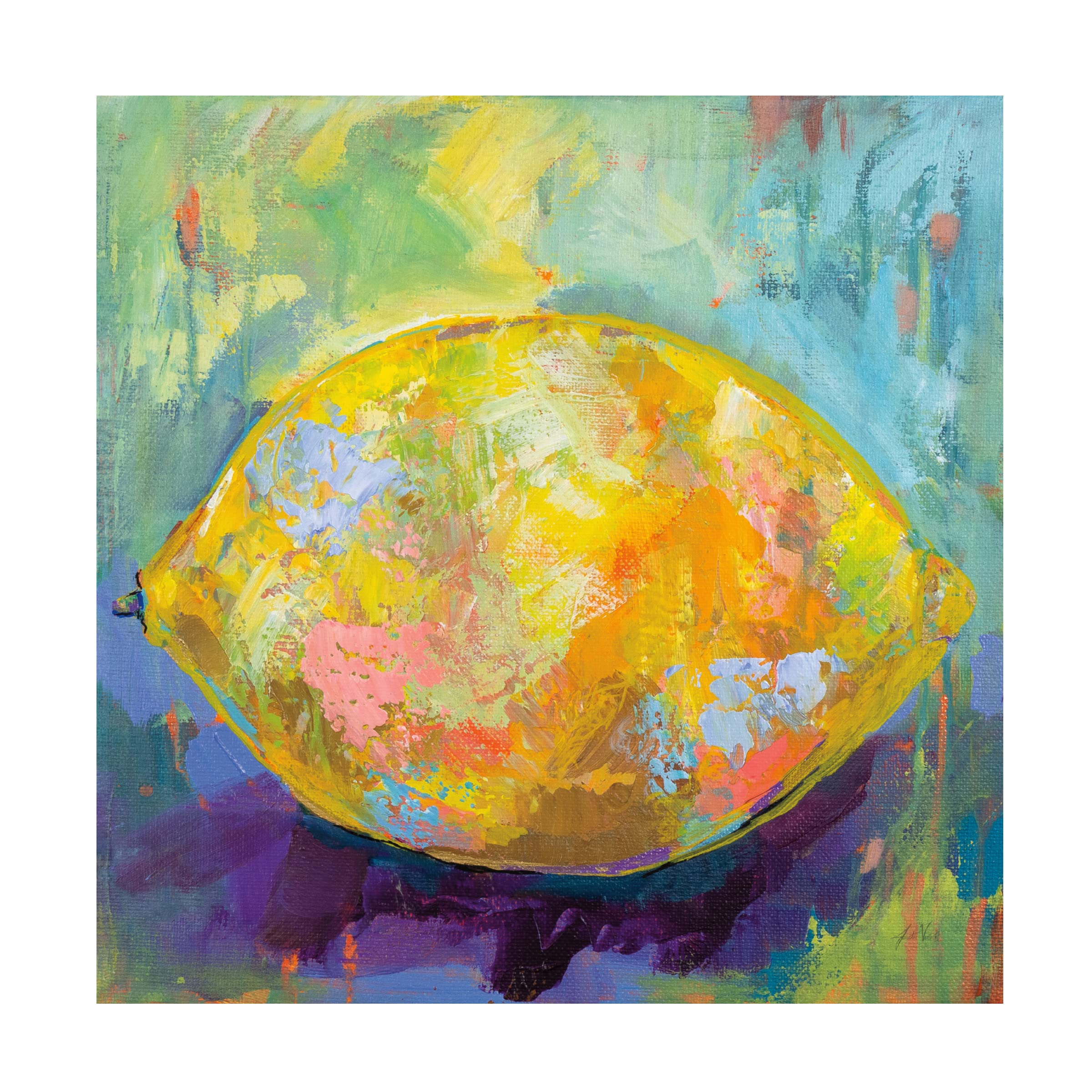 Trademark Fine Art 'Lemon' by Jeanette Vertentes - 18x18 Inch Canvas Wall Art - Modern Kitchen & Dining Room Decor