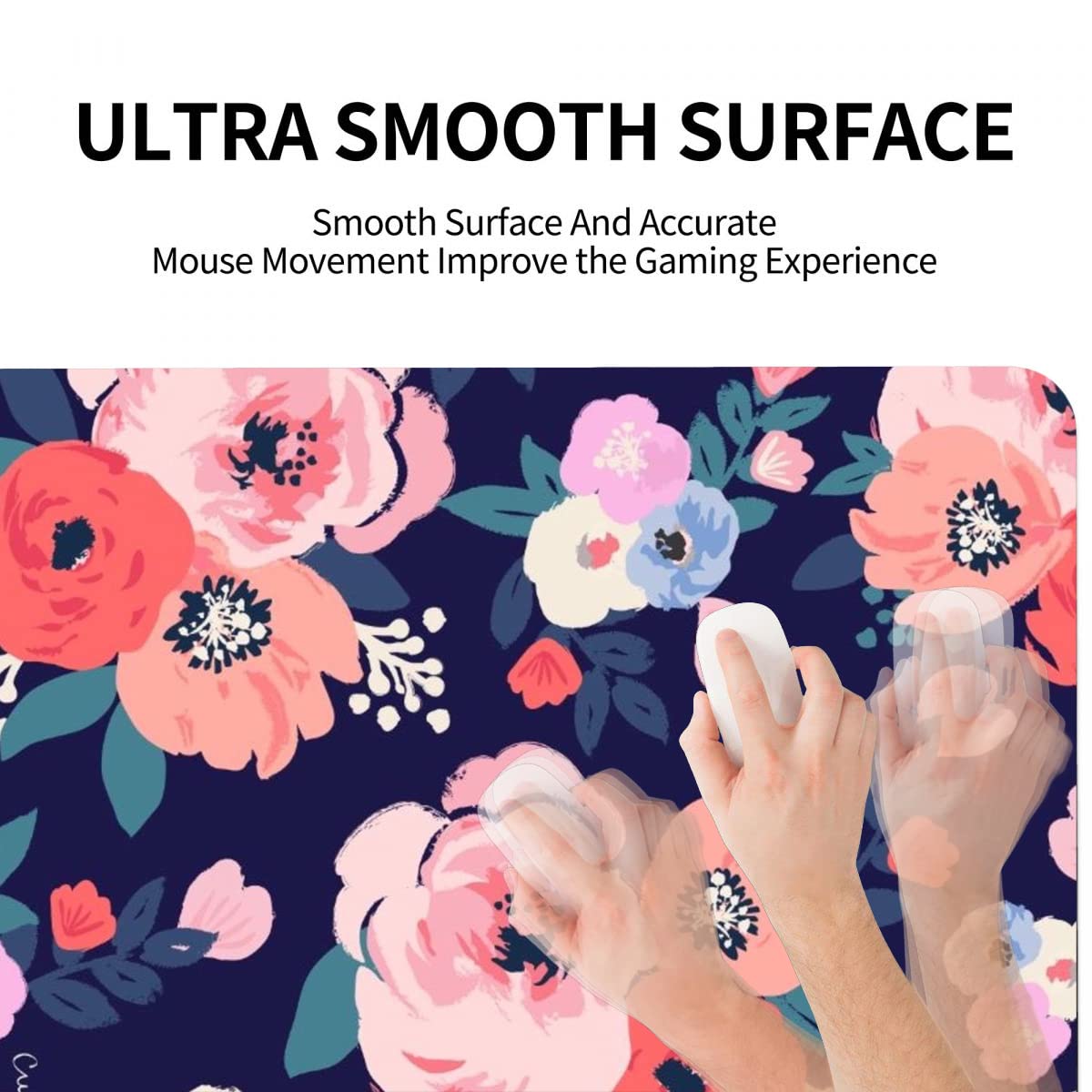 XXL Gaming Mouse Pad - Non-Slip Rubber Base, Waterproof Desk Mat for Office & Home (Pink Floral) - Perfect for Work & Gaming