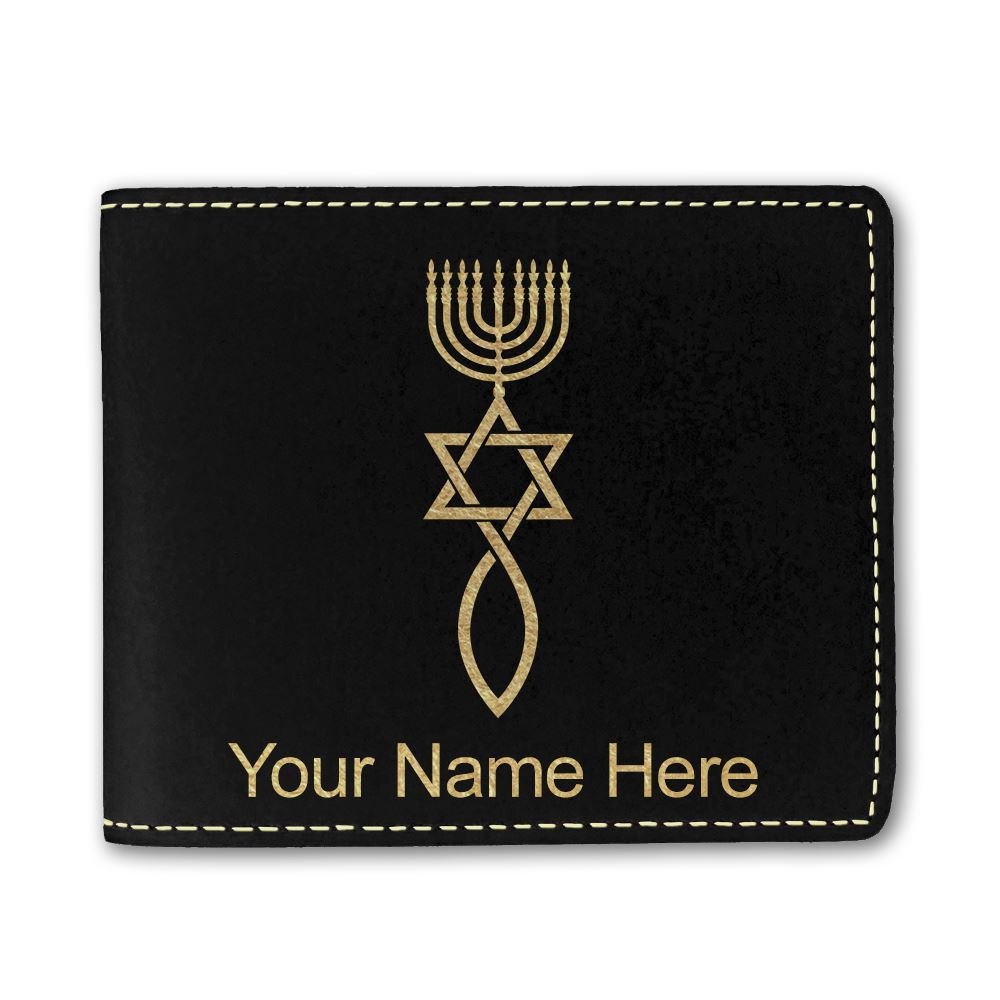 Faux Leather Wallet with Messianic Symbol - Personalized Engraved Gift for Men & Women | Perfect for Daily Use, Travel & Special Occasions