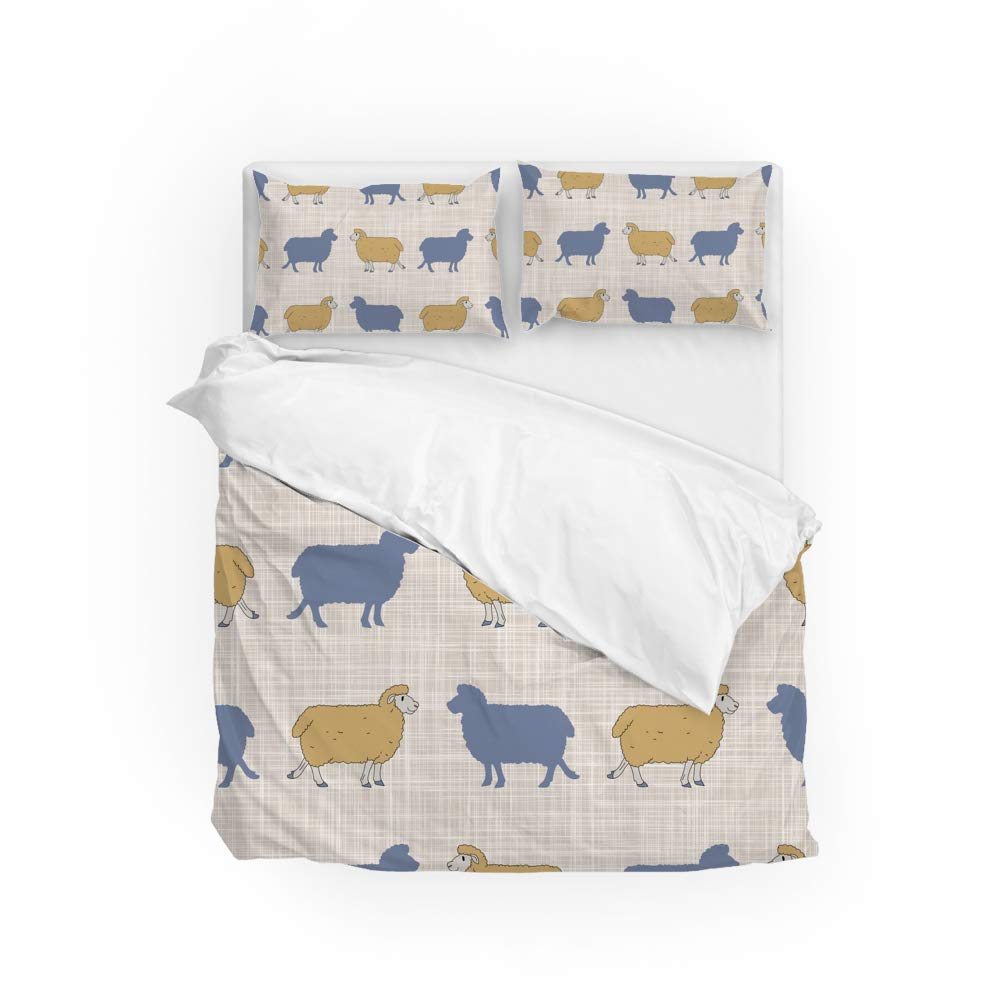 French Farmhouse Sheep Silhouette Comforter Cover Set 3-Piece - Breathable All-Season Bedding with Pillow Shams - Soft Hotel Quality for Cozy Farmhouse Bedrooms & Guest Rooms
