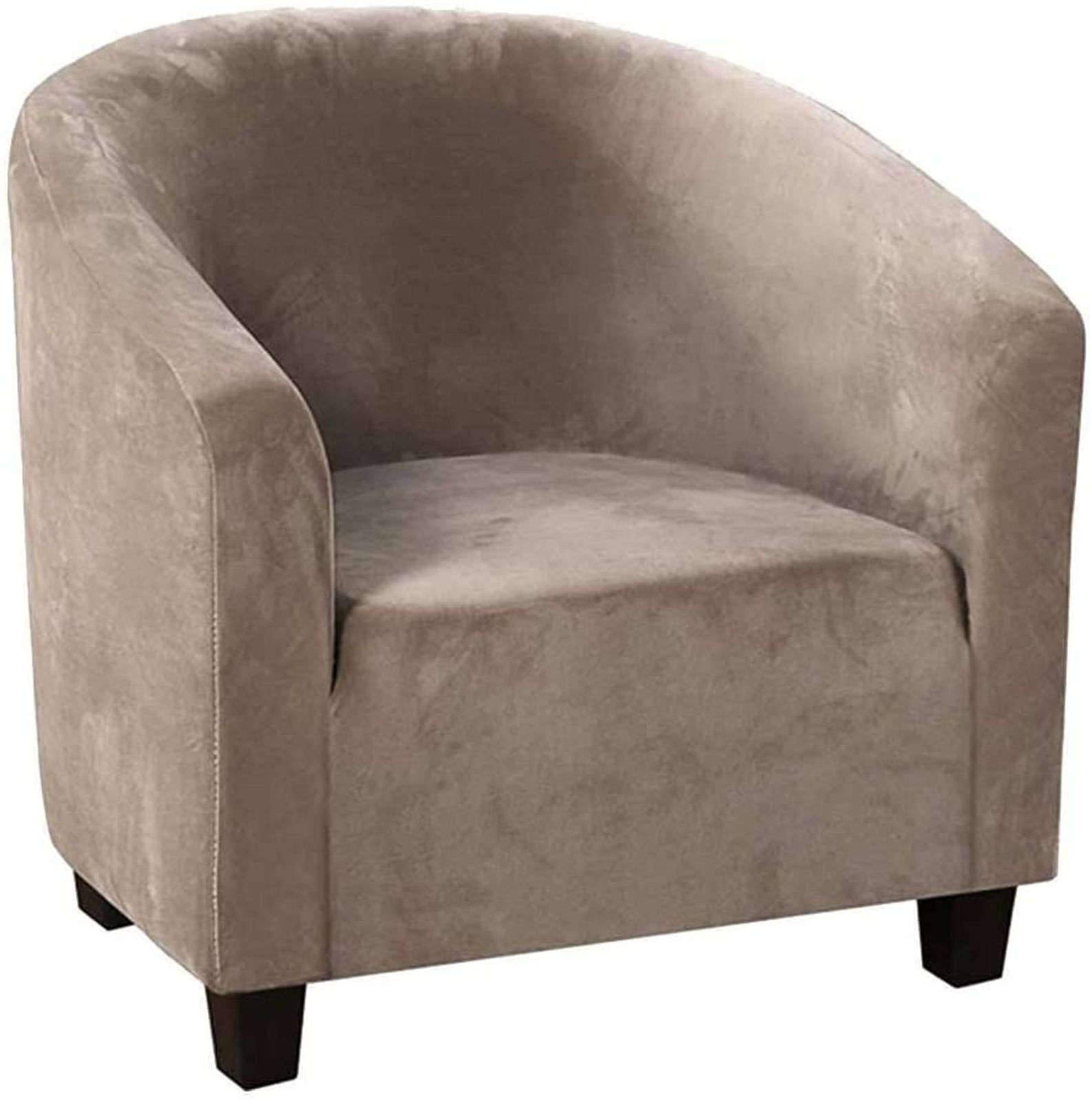 Velvet Stretch Slipcover for Club Chair - Soft Plush Non-Slip Washable Furniture Protector - Fits Living Room, Hotel, Office - Brown Armchair Cover for Home Decor & Furniture Protection