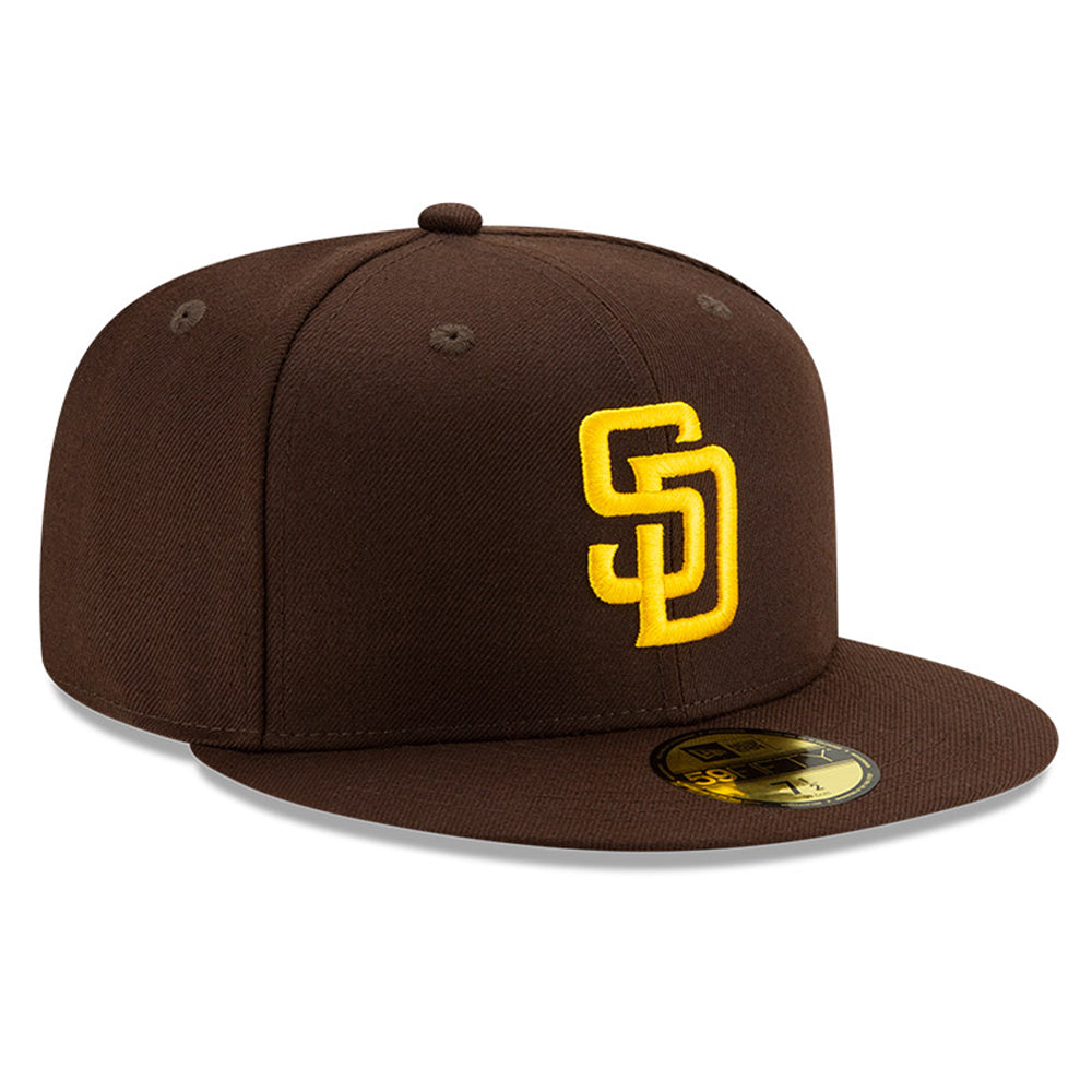New Era 59Fifty Authentic MLB Baseball Cap - San Diego Padres Home Hat in Brown | Adjustable Fitted Hat for Men & Women | Perfect for Games, Streetwear & Sports Fan Fashion