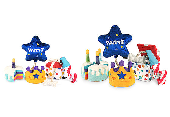 P.L.A.Y. MINI Party Time Plush Dog Toys - Bone Appetite Cake Mini Size for Small Dogs | Fun Birthday Gift & Interactive Playtime for Puppies