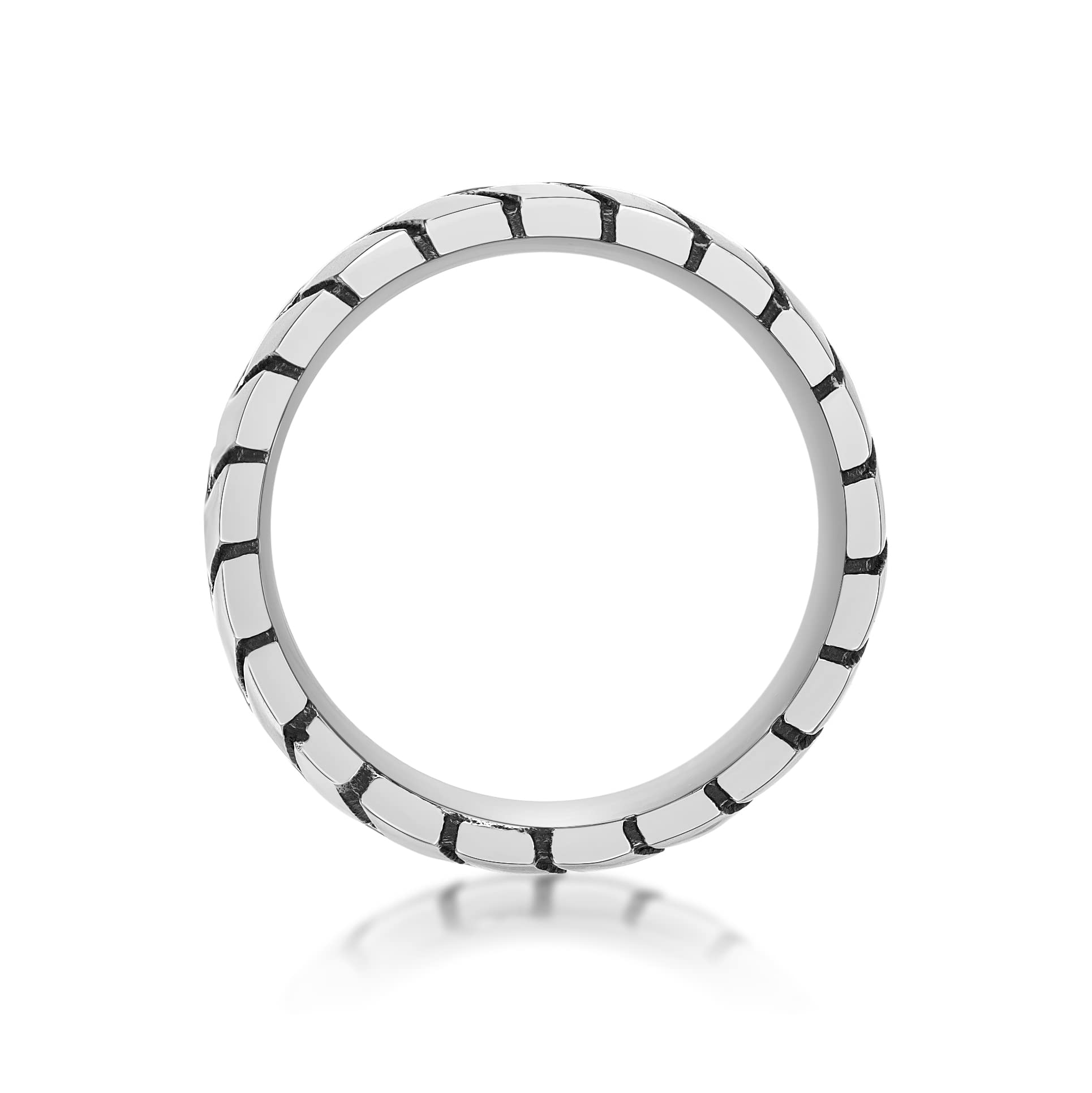 Stainless Steel Black Ion Plated Tire Design Band Ring for Men - Sizes 8-12 | Durable Men's Jewelry for Everyday Wear, Gifts & Motorcycle Enthusiasts