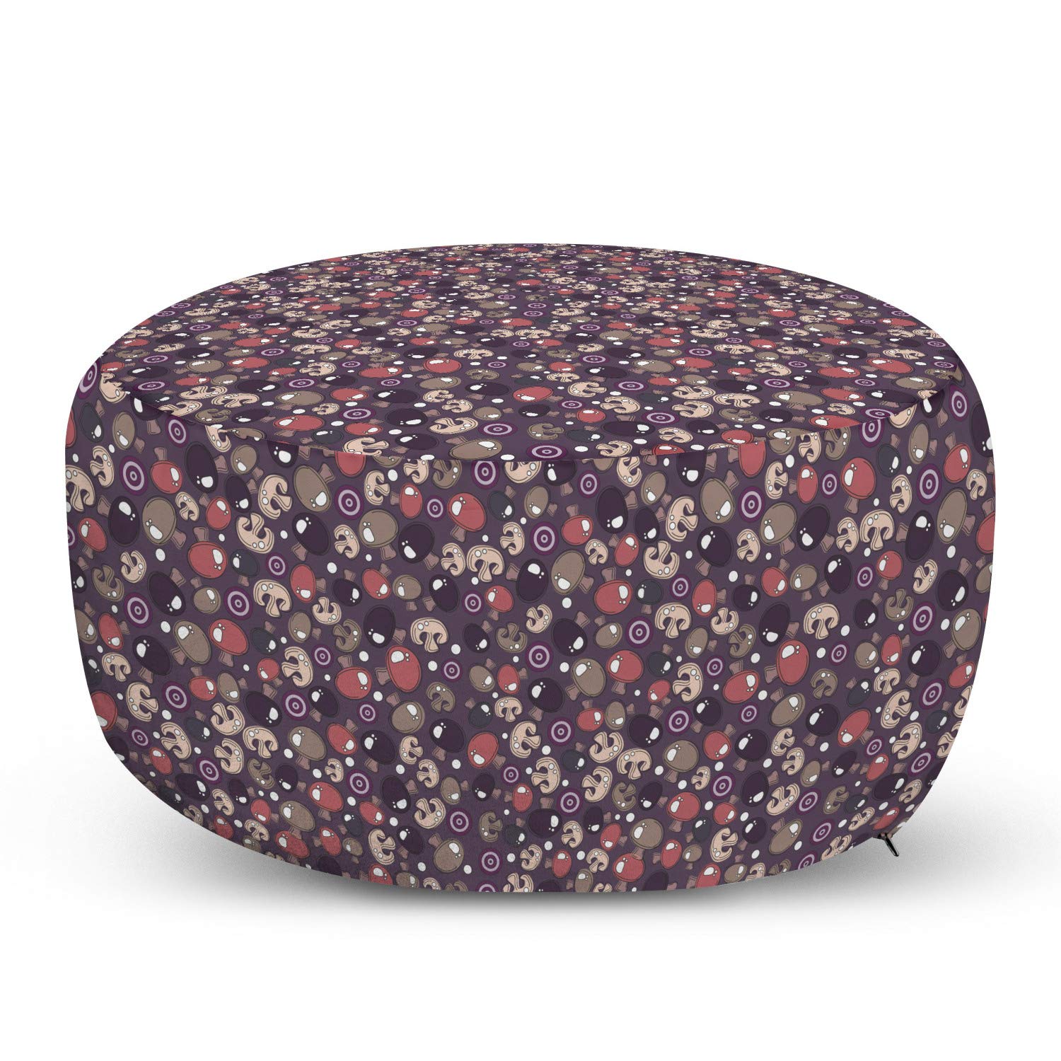 Ambesonne Vegetable Ottoman Pouf - Mushroom & Onion Print Foot Rest with Removable Cover | Soft Decorative Pouf for Living Room, Bedroom & Nursery | Vegan Kitchen Art & Gardening Decor | Multicolor Home Accent for Healthy Lifestyle