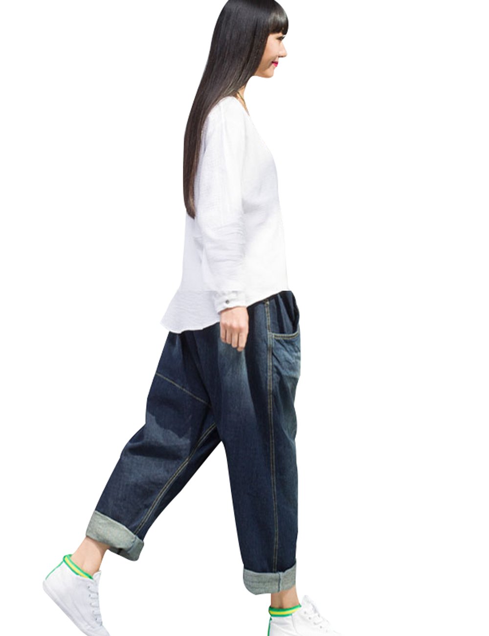 **Yolee Women's High Waist Harem Pants - Loose Fit Big Crotch & Ripped Design for Casual Wear, Yoga, and Lounge Comfort**