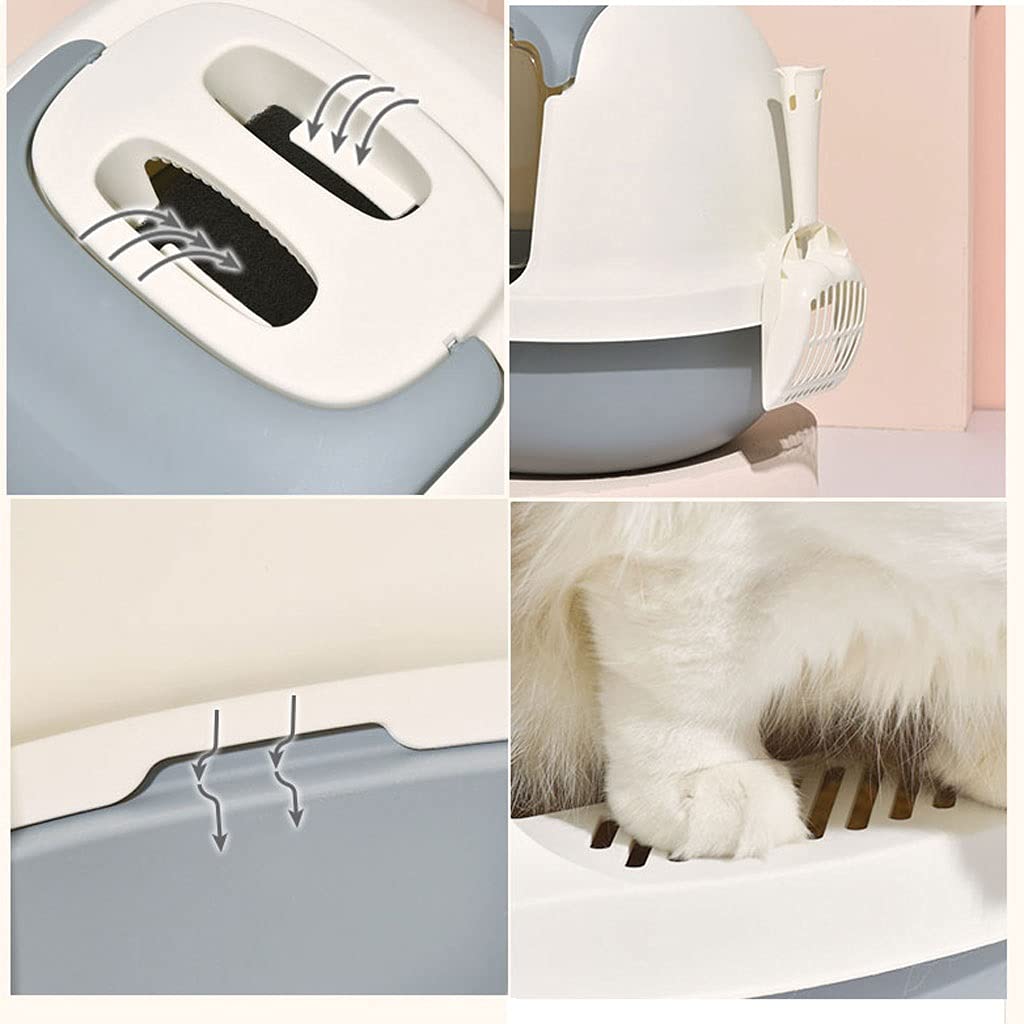 Fully Enclosed Cat Litter Box - Large Anti-Splash Design with Odor Control | Modern Cat Toilet for Home Use | Perfect for Multi-Cat Households & Small Spaces (Color: A)
