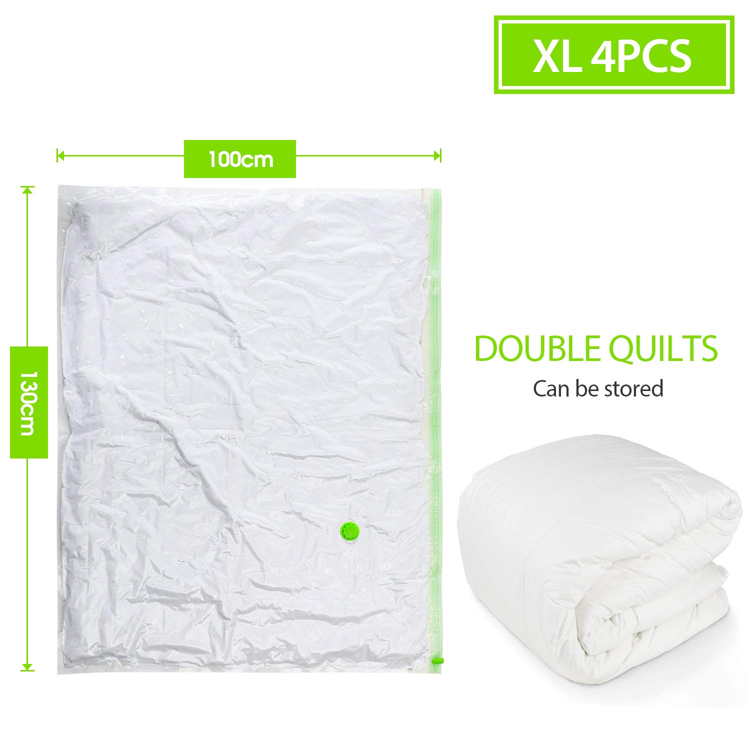 Opaza Extra Large 4-Pack Vacuum Storage Bags (130x100cm) - Airtight Space Saver Compression Bags for Clothes, Duvets, Bedding & Travel Storage | XXL Jumbo Size for Seasonal Wardrobe Organization & Home Decluttering