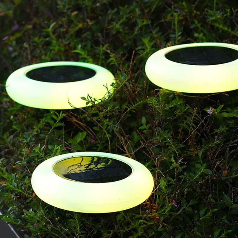 Solar Powered White Ring RGB LED Outdoor Lights - Waterproof Garden, Pathway, and Landscape Lighting for Patio, Yard, and Driveway Decoration