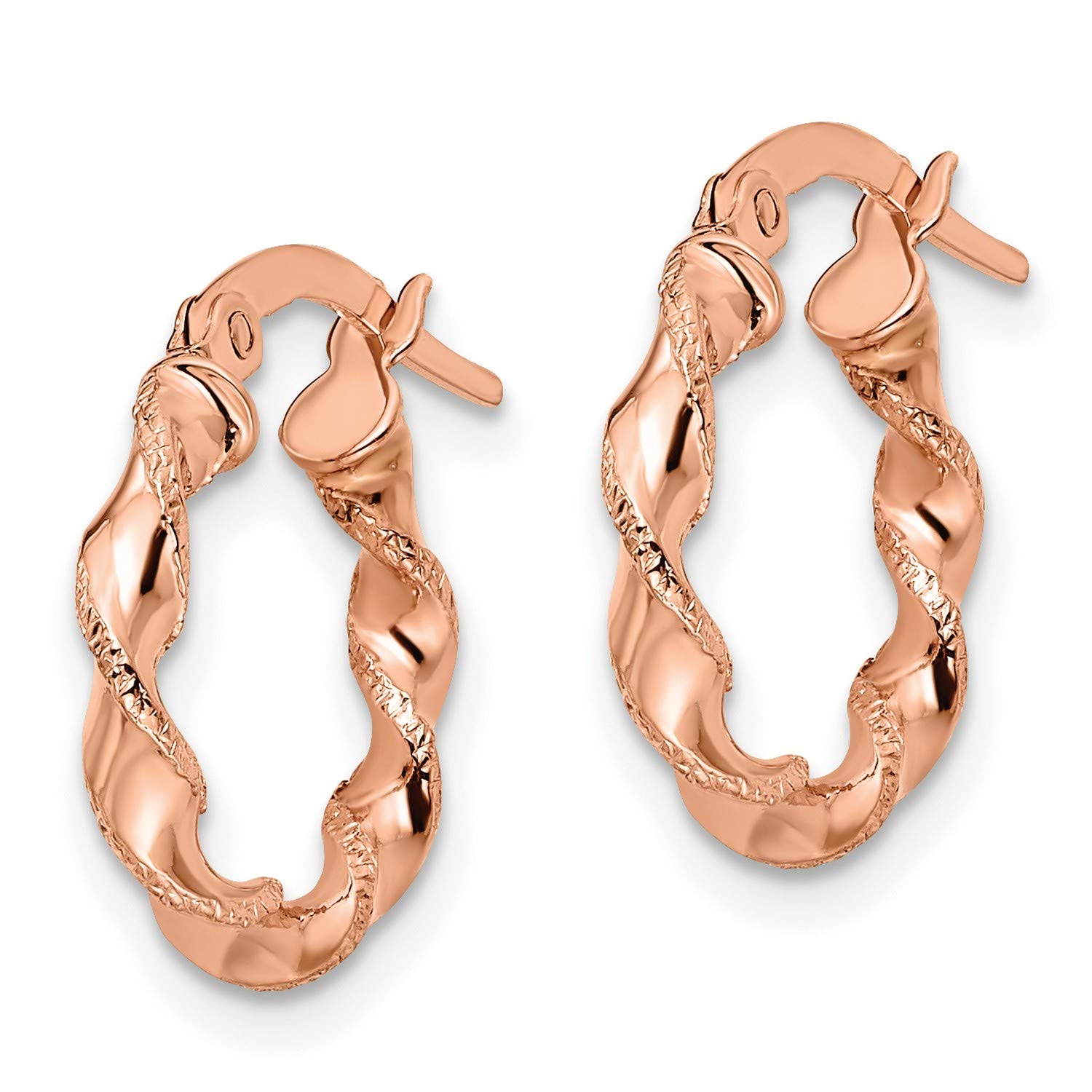14K Rose Gold Twisted Hoop Earrings 16x15mm - Elegant Dainty Jewelry for Women, Perfect for Everyday Wear, Date Night & Special Occasions