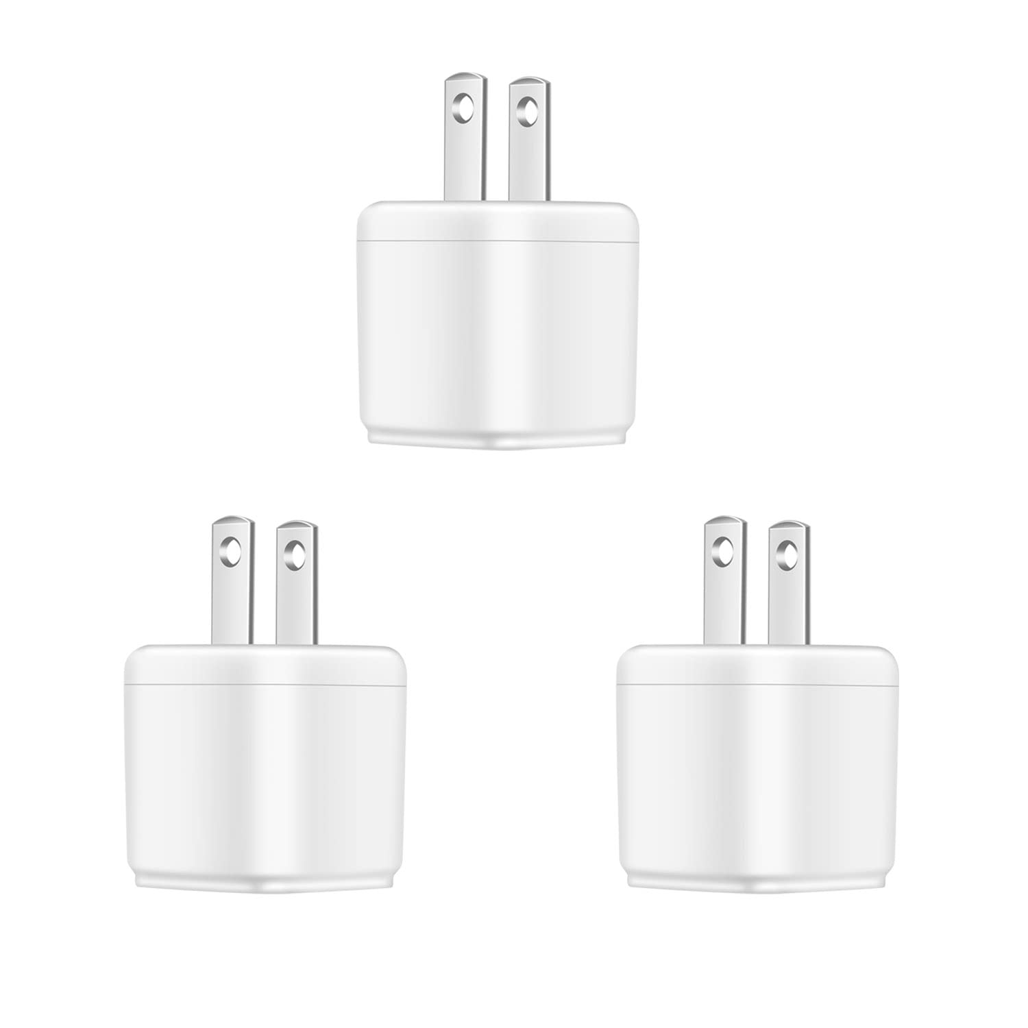 3-Pack Fast USB Wall Charger 5V/1A - Compact Power Adapter Cube for iPhone, iPad, iPod, Apple Watch, Android Phones, Tablets & More - Perfect for Home, Office & Travel Charging Needs