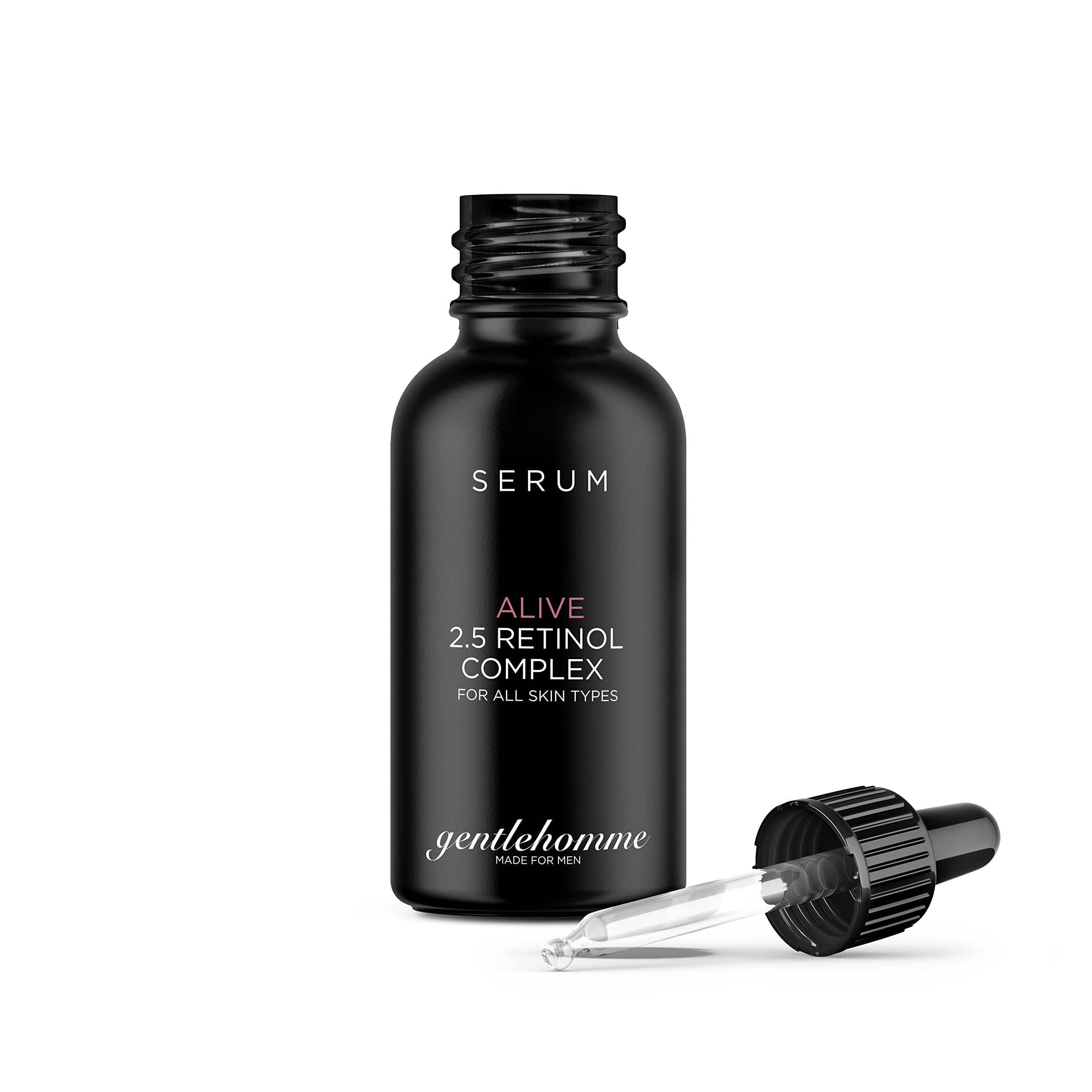 Gentlehomme Retinol Face Serum for Men - Anti Aging & Wrinkle Reduction with Hyaluronic Acid, Collagen & Aloe Vera - Dark Spot Corrector & Firming Serum for All Skin Types - Perfect for Daily Skincare Routine & Nighttime Anti-Aging Treatment