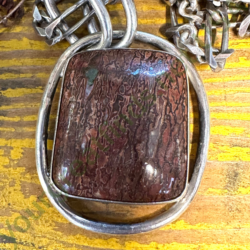 Vintage Heavy 950 Sterling Silver Dinosaur Bone Necklace - Authentic Lapidario Barrera Jewelry for Men & Women | Perfect for Gifts, Parties & Unique Fashion Statements