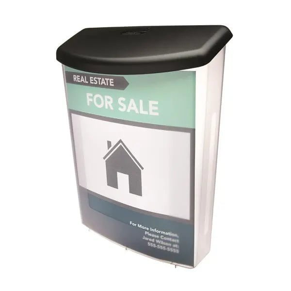 Clear A4 Outdoor Brochure Holder with Black Lid & Backing - Weatherproof Display for Menus, Flyers & Signage at Restaurants, Events & Retail Stores