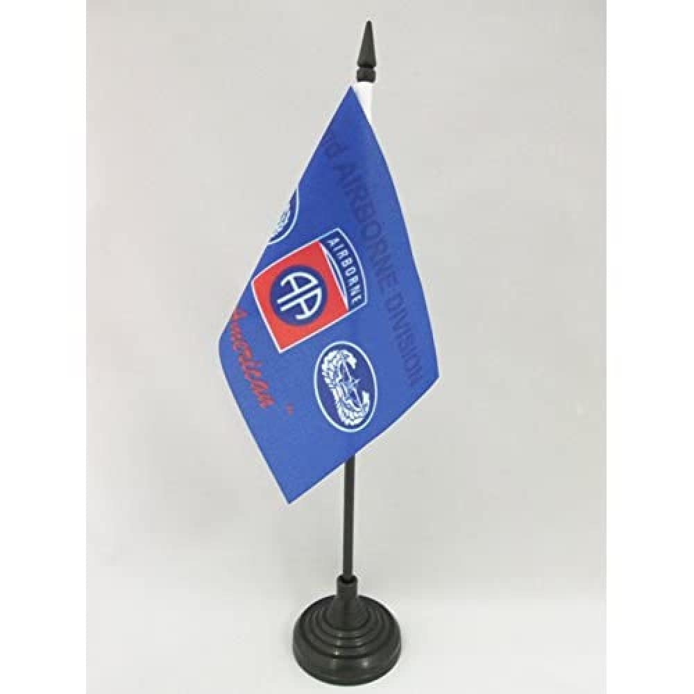 82nd Airborne Division US Army Table Flag 4x6 Inches with Black Plastic Base - Military Office Desk Decor, Patriotic Gift for Veterans & Collectors - Perfect for Home, Office & Military Events