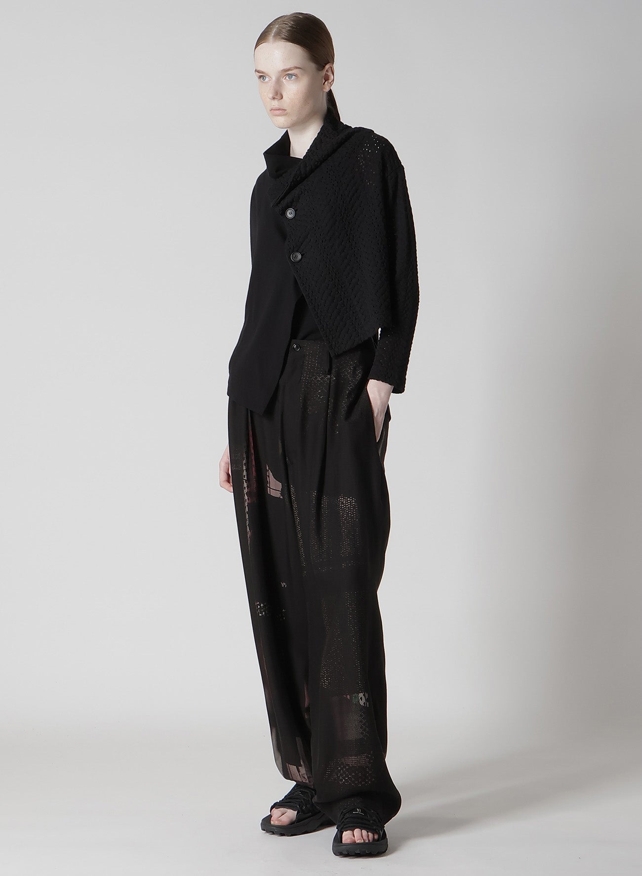 Stylish Cotton Jersey & Lace Off-Neck 3-Button Jacket for Women - Perfect for Office Wear, Casual Outings & Spring Layering