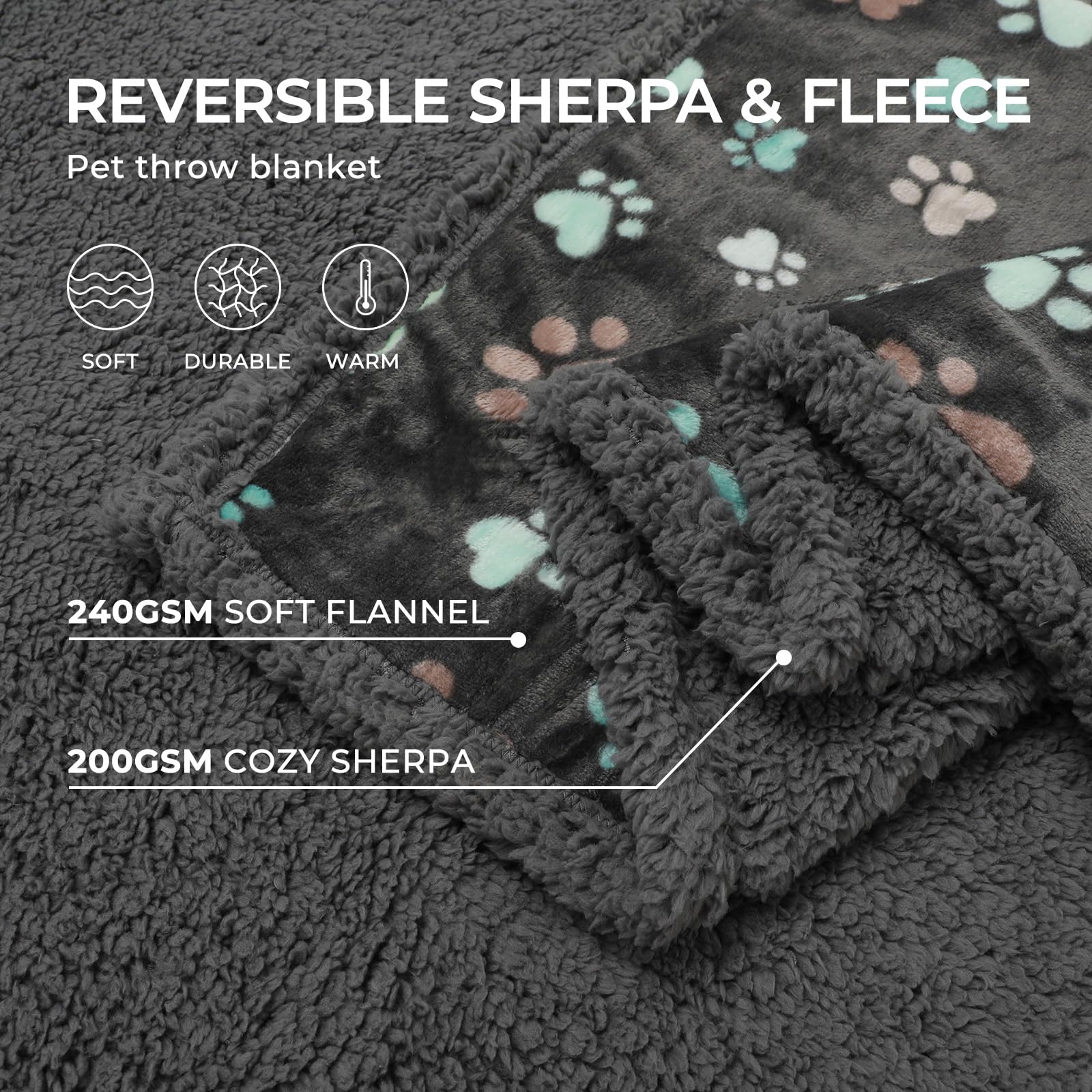 Waterproof Pet Blanket for Dogs - Washable, Reversible, Large (85
