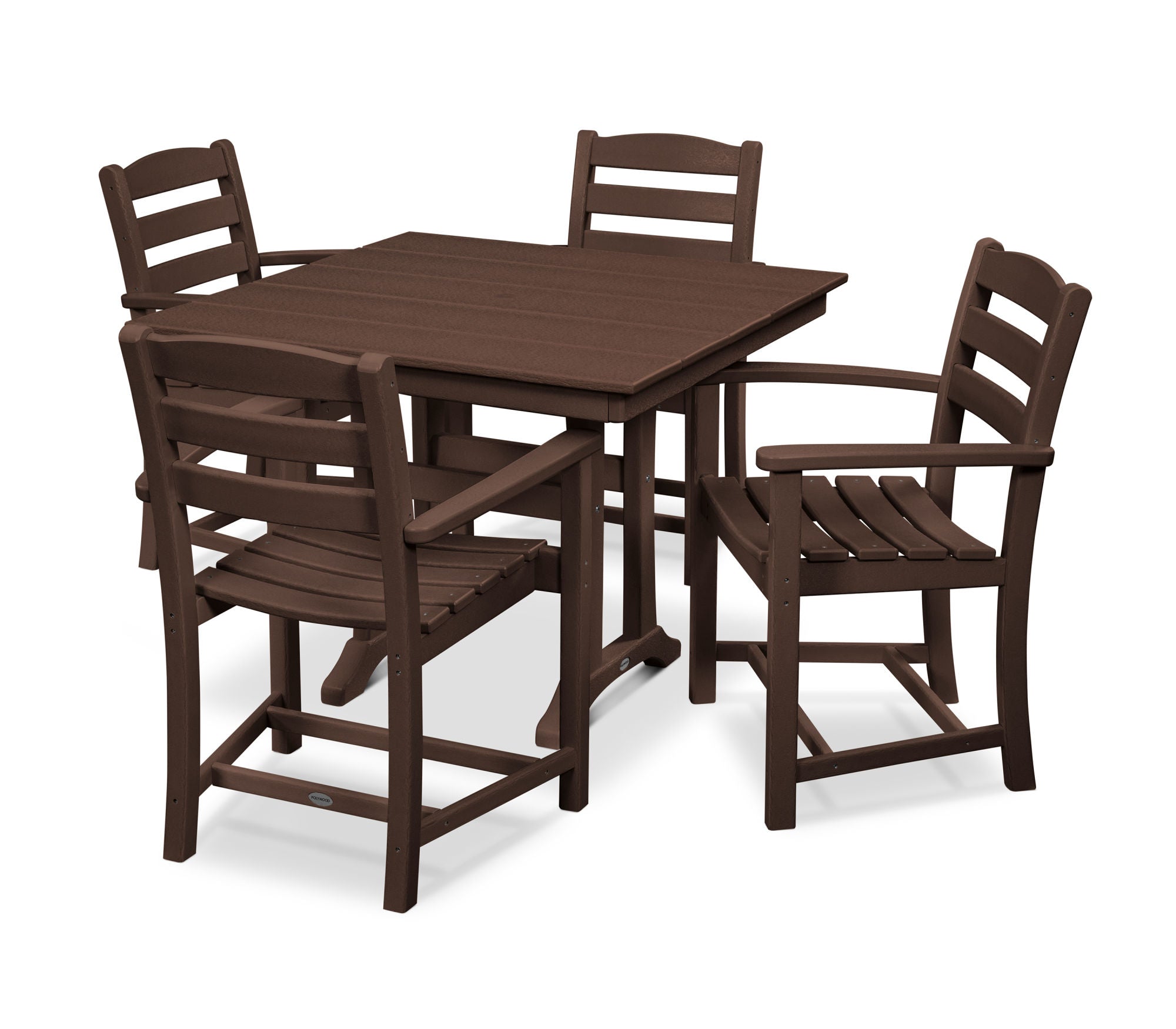 POLYWOOD La Casa Café 5-Piece Farmhouse Dining Set with Trestle Arm Chairs - Outdoor/Indoor Patio Furniture for Backyard, Garden & Kitchen Use