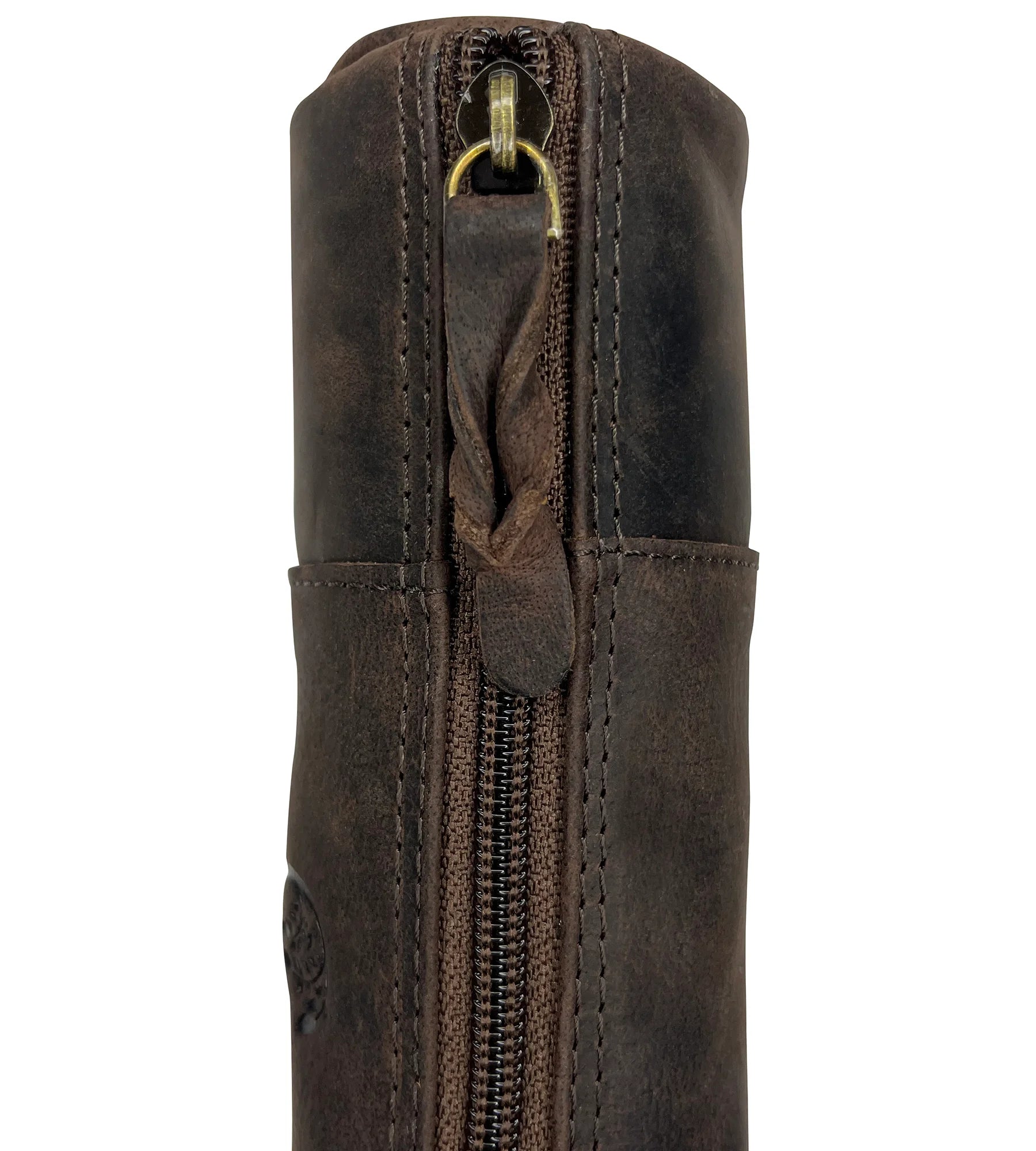 Premium Winnie Leather Zipper Pen Pencil Case - Walnut Brown for School, Office & Travel Organization | Stylish Stationery Holder for Students & Professionals