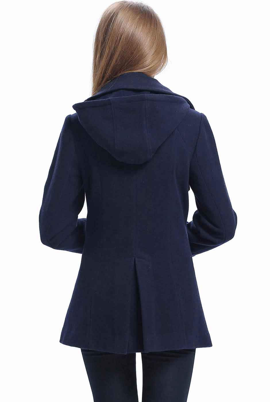 BGSD Women's Wool Blend Hooded Pea Coat - Lightweight Short Jacket for Walking, Plus Size & Petite Options Available | Perfect for Fall & Winter Outdoor Activities, Casual Wear, and Travel