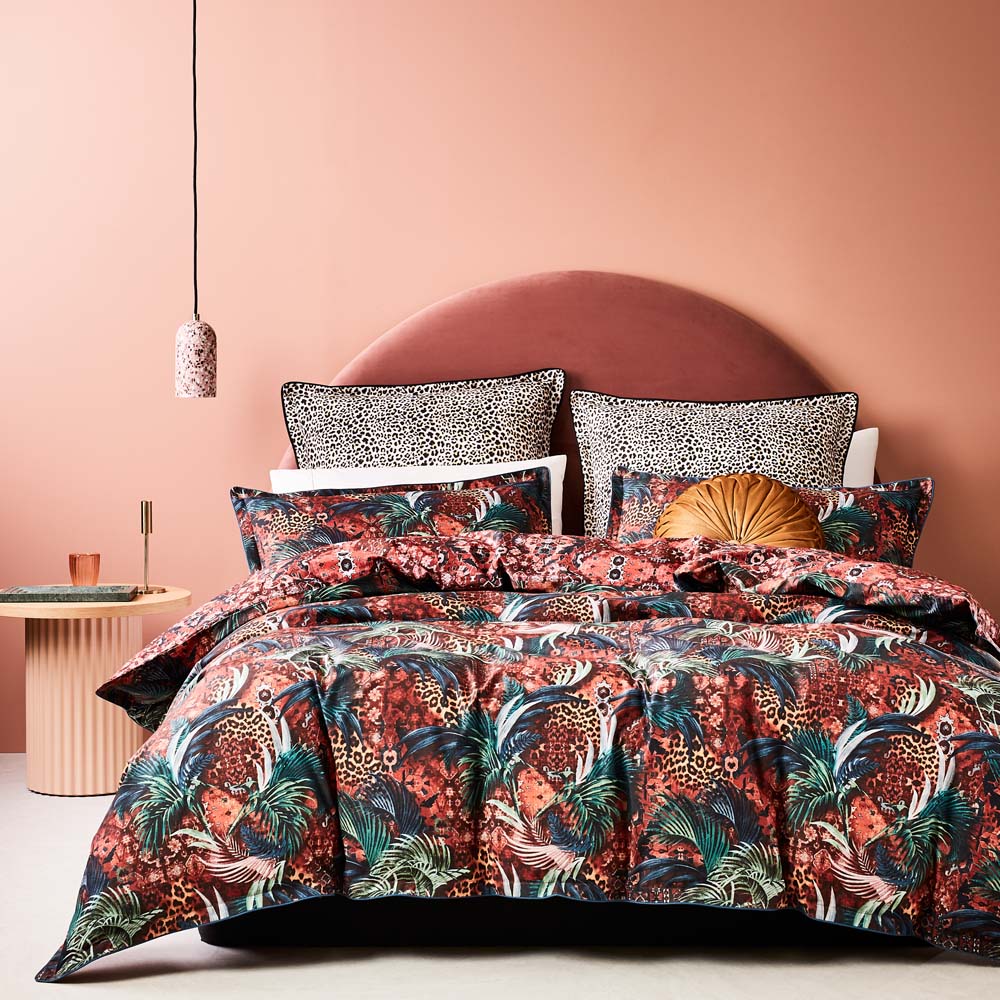 Casablanca Red Quilt Cover Set - Super King Size Bedding | Luxurious Bedroom Decor for Master Suite & Guest Room